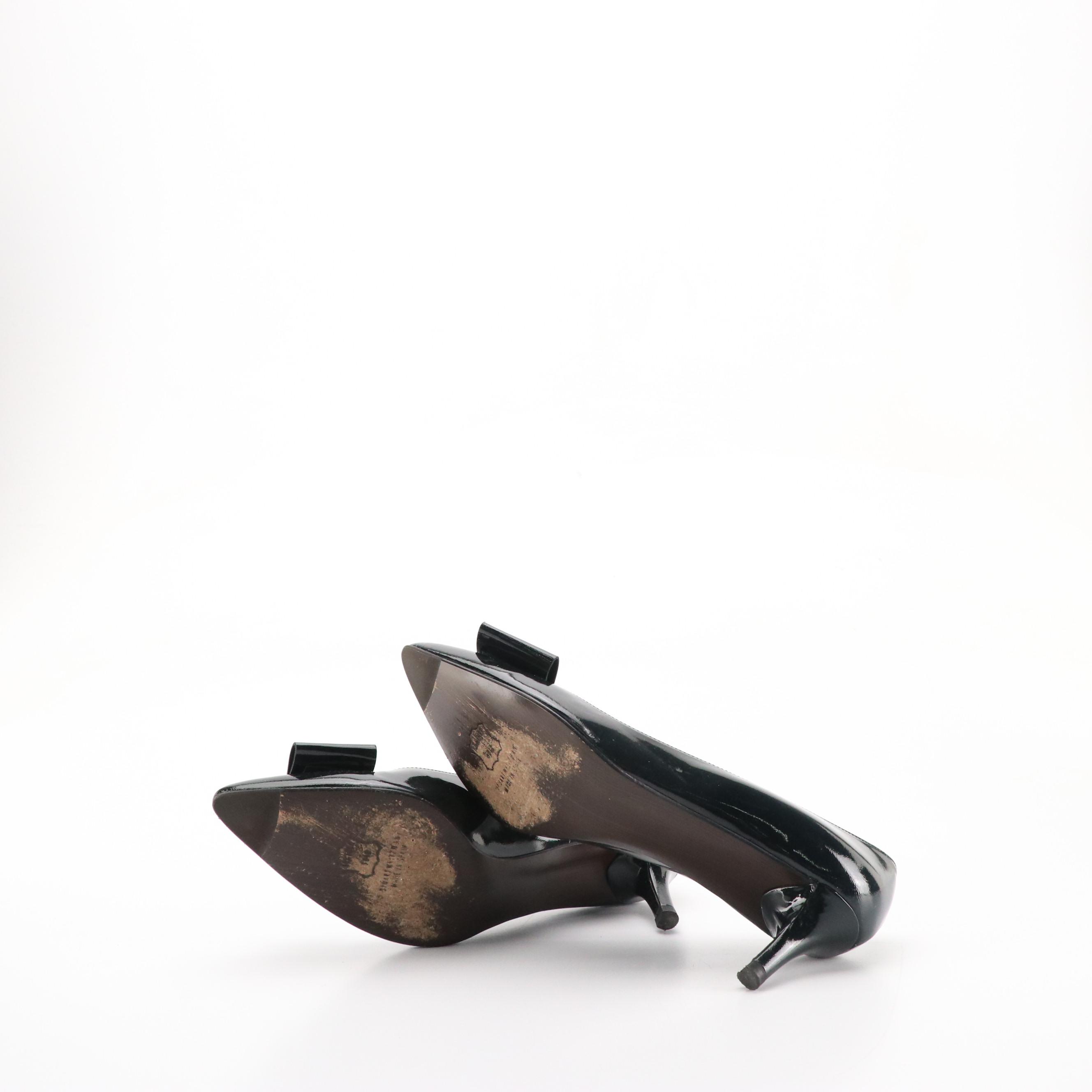 Stuart Weitzman "Tuxbow" Patent Leather Pumps, & "Solar" Goose Bump Suede Heels