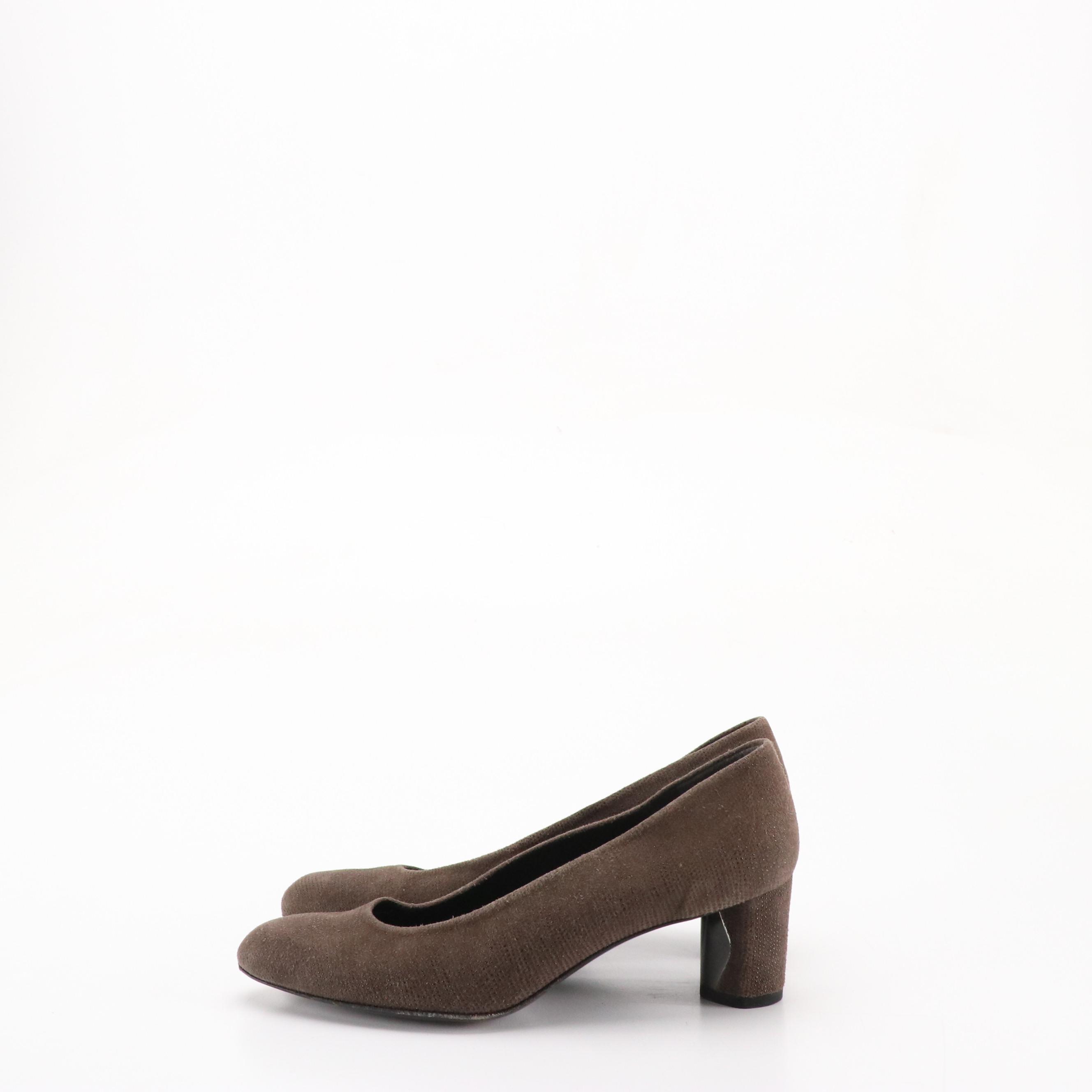 Stuart Weitzman "Tuxbow" Patent Leather Pumps, & "Solar" Goose Bump Suede Heels