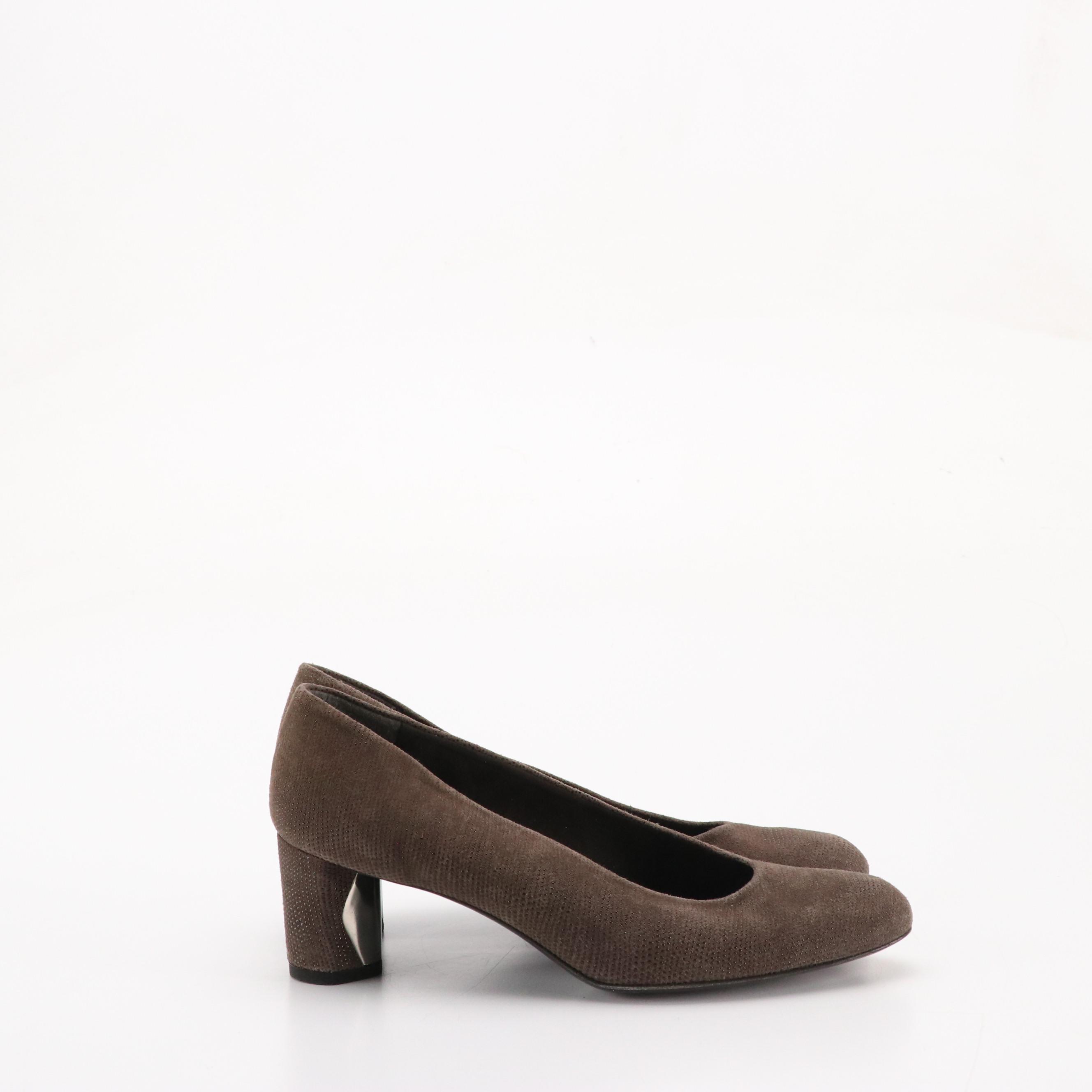 Stuart Weitzman "Tuxbow" Patent Leather Pumps, & "Solar" Goose Bump Suede Heels