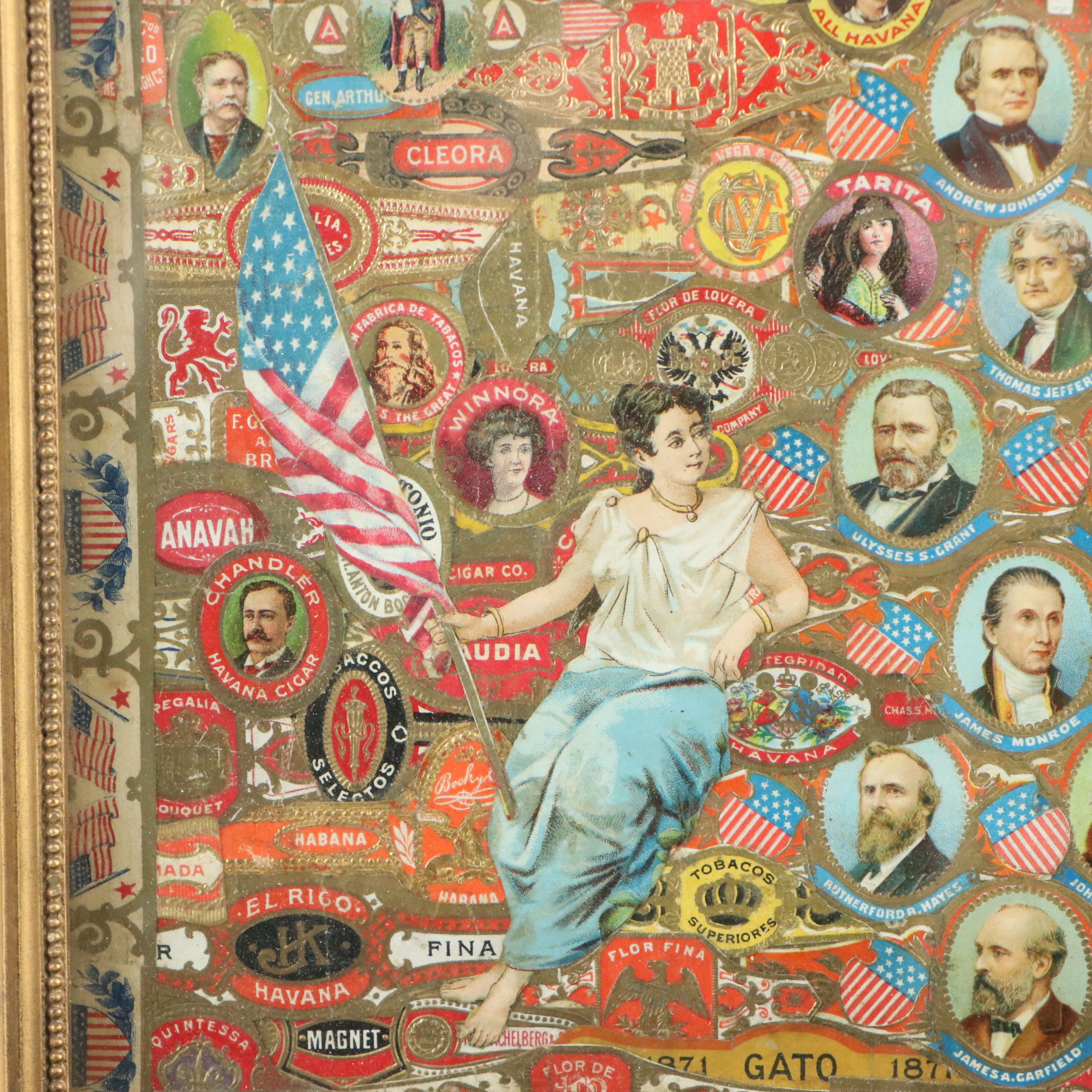 Americana and Cigar Label Collages, Early 20th Century