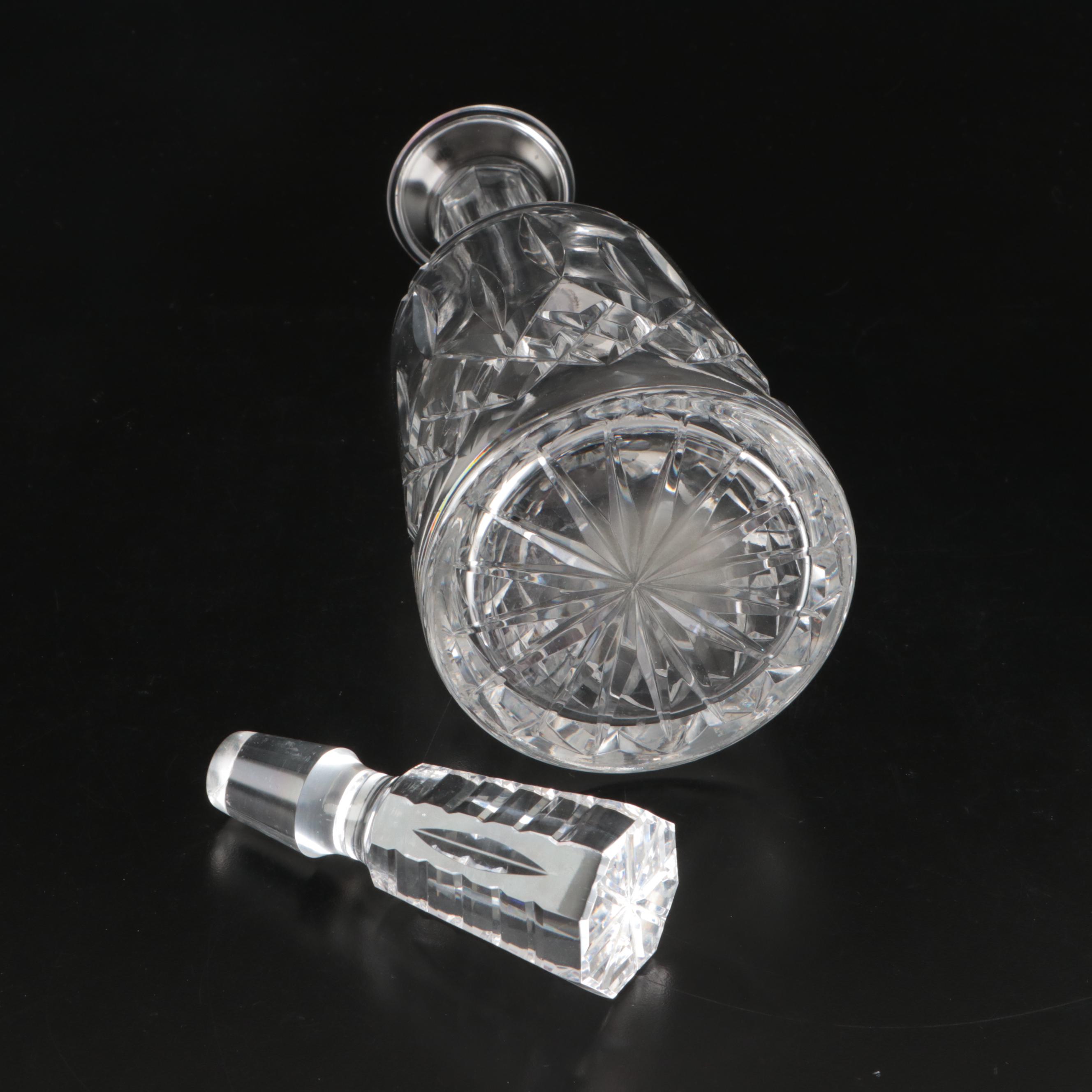 Waterford Crystal Decanter and Pitcher with Other Crystal Creamer and Ashtray