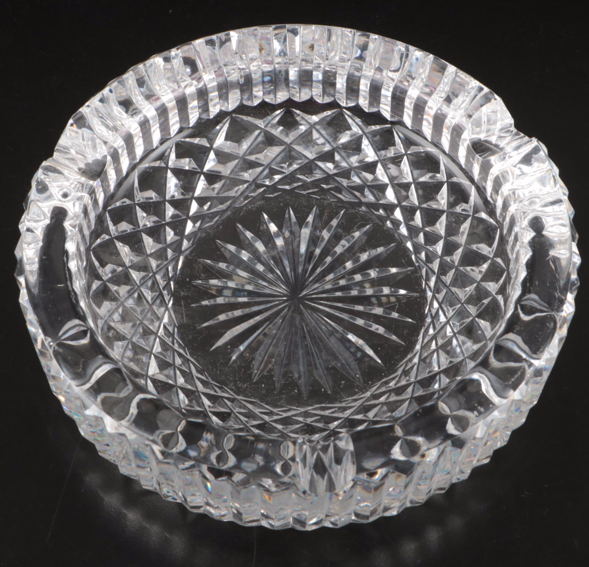 Waterford Crystal Decanter and Pitcher with Other Crystal Creamer and Ashtray