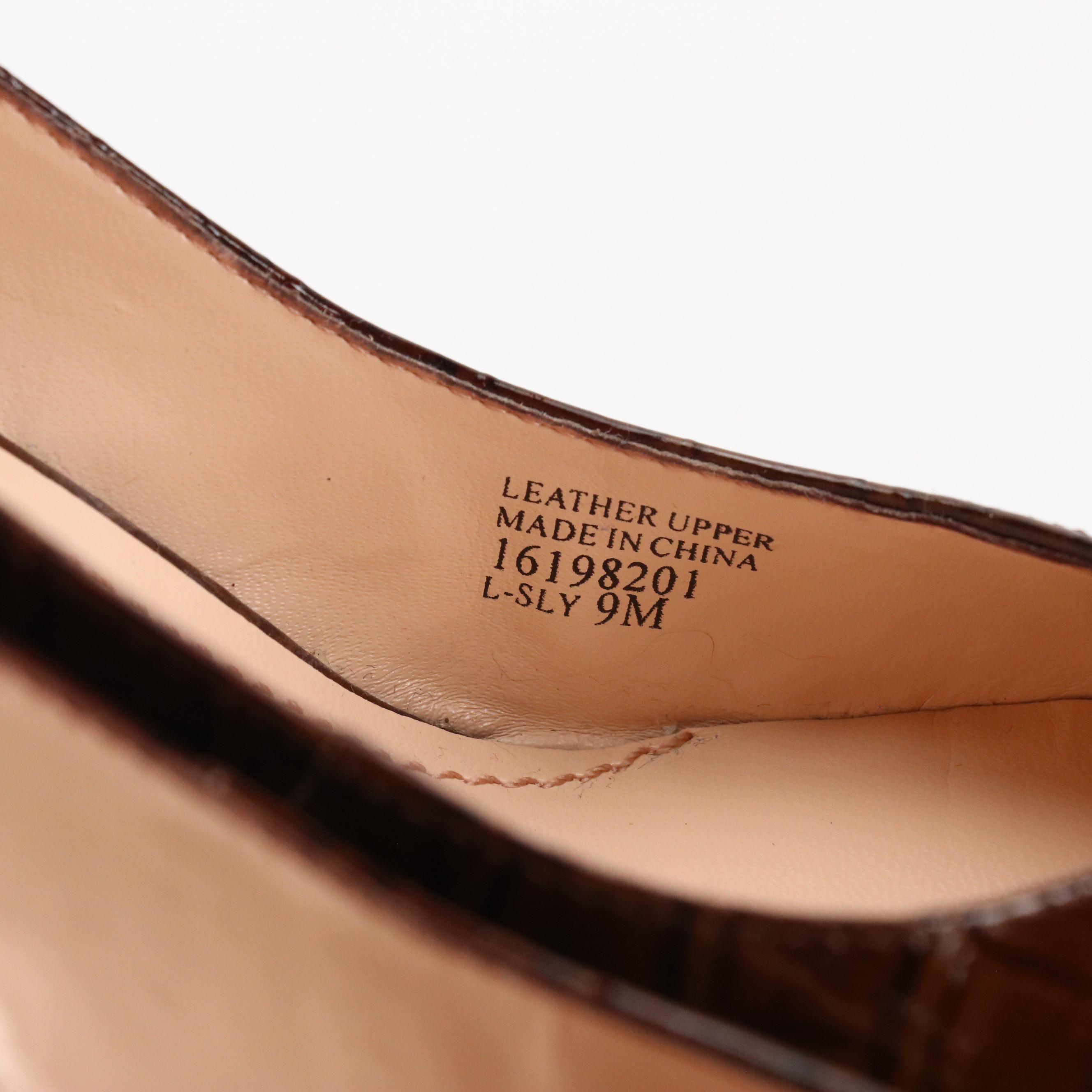 Franco Sarto Black Leather Bow Pumps, Patent Croc Embossed Wedges, With Boxes