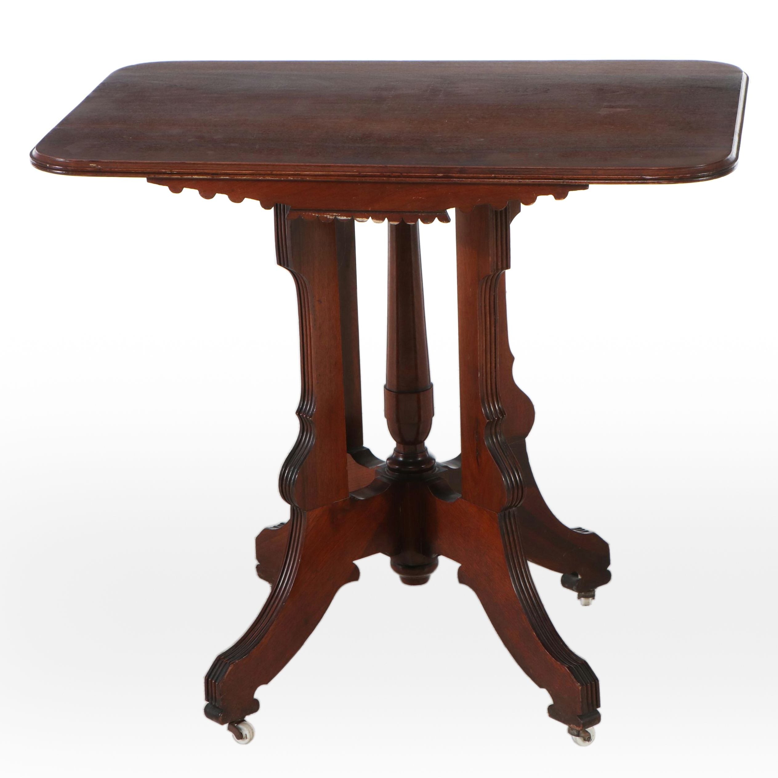 Victorian Eastlake Walnut Parlor Table, Late 19th/Early 20th Century