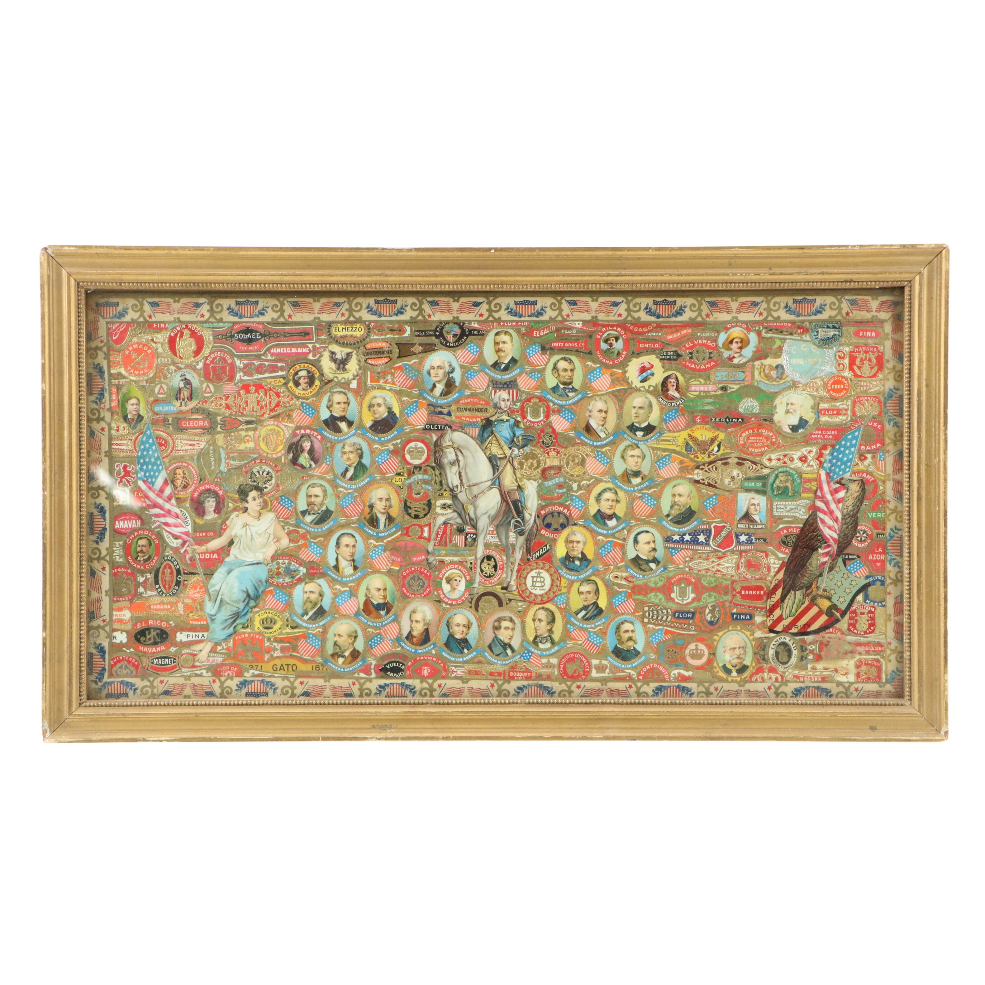 Americana and Cigar Label Collages, Early 20th Century