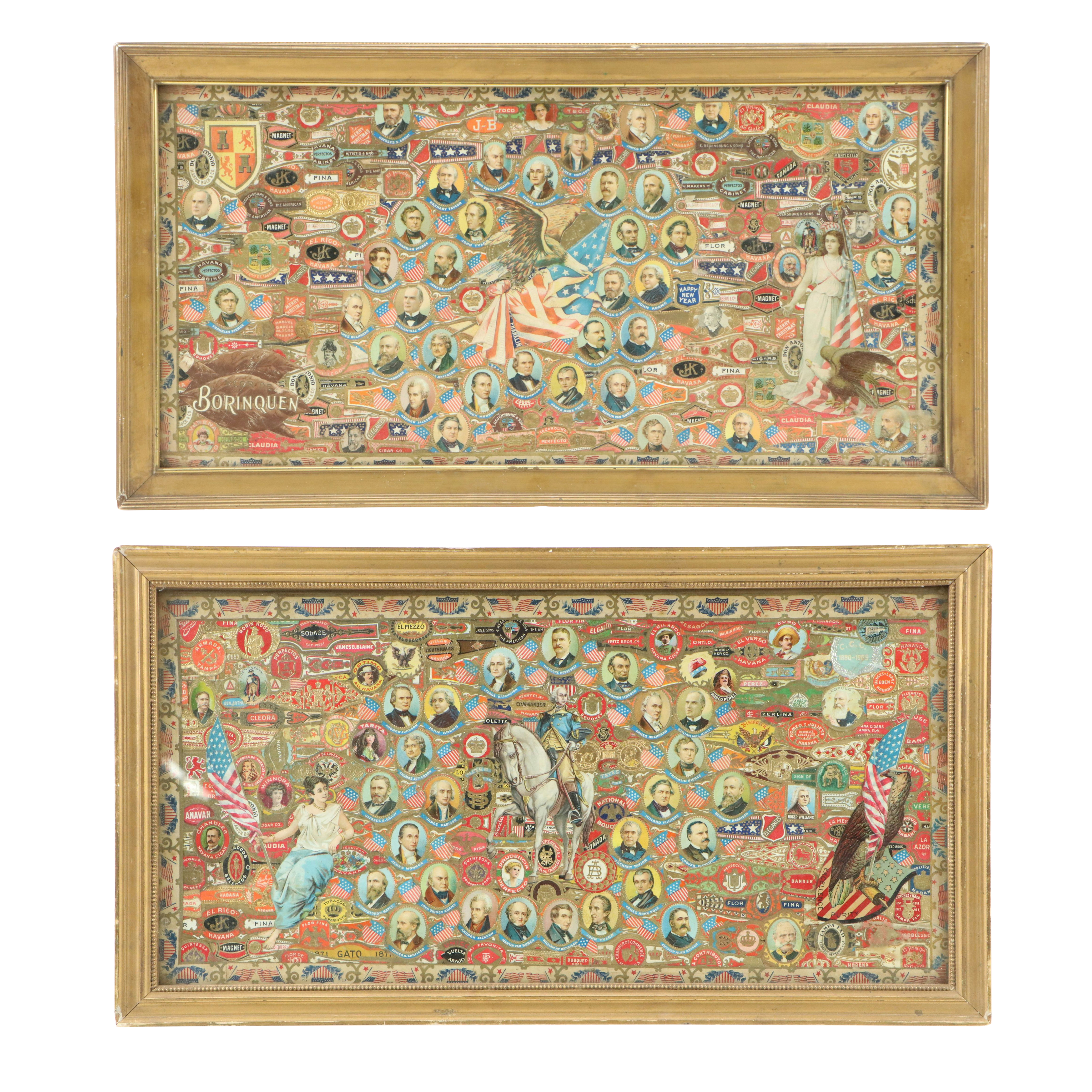 Americana and Cigar Label Collages, Early 20th Century