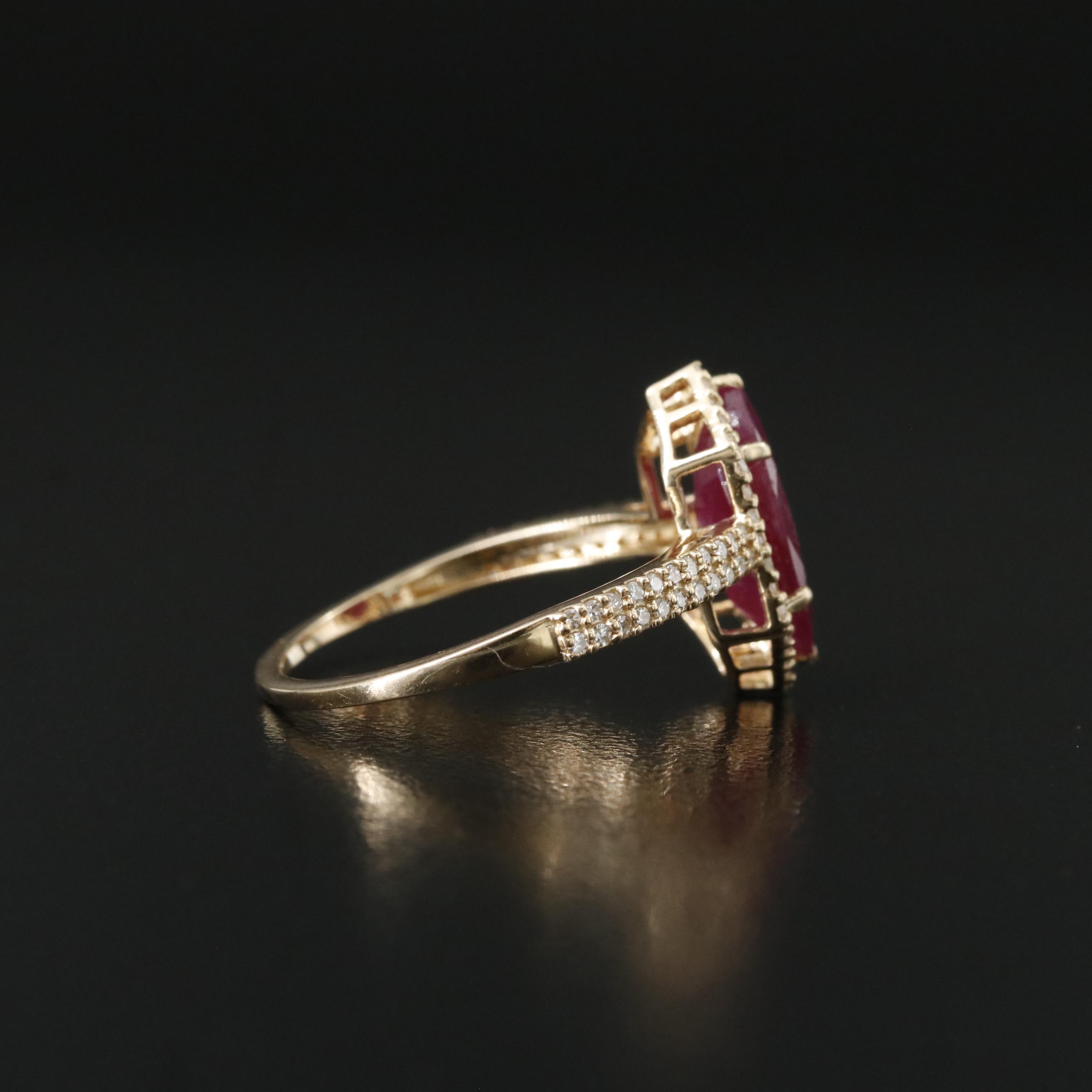 14K Filled Corundum and Diamond Ring with IGI Report