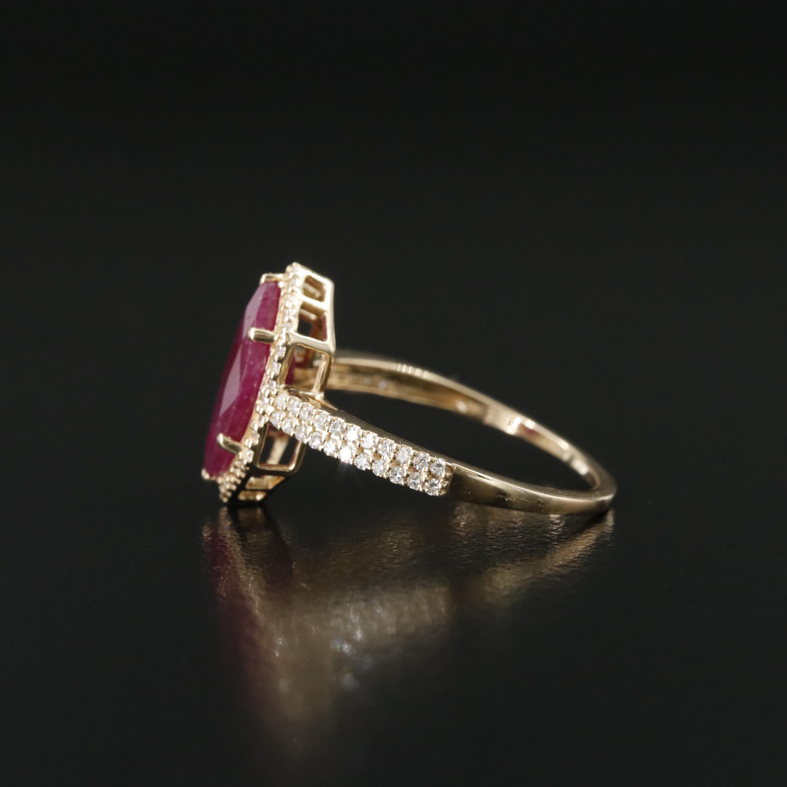 14K Filled Corundum and Diamond Ring with IGI Report