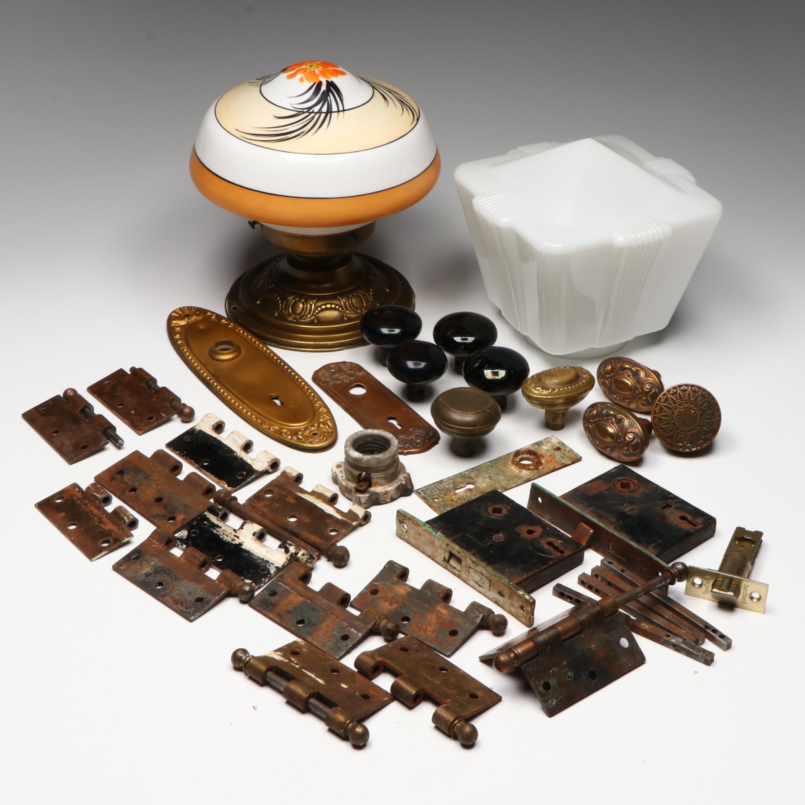 Doorknobs, Hinges and Decorative Hardware with Glass Ceiling Pendant Shades