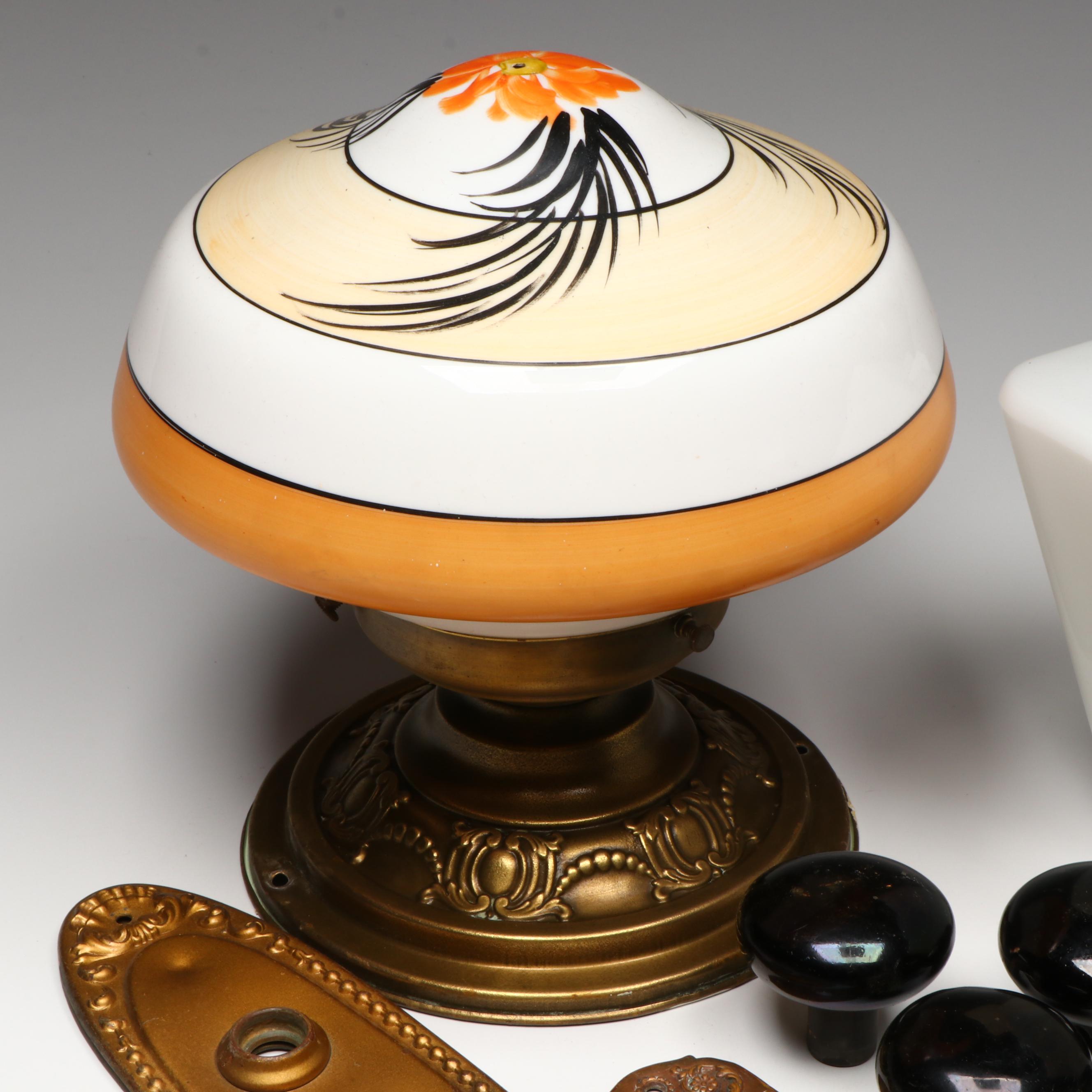 Doorknobs, Hinges and Decorative Hardware with Glass Ceiling Pendant Shades