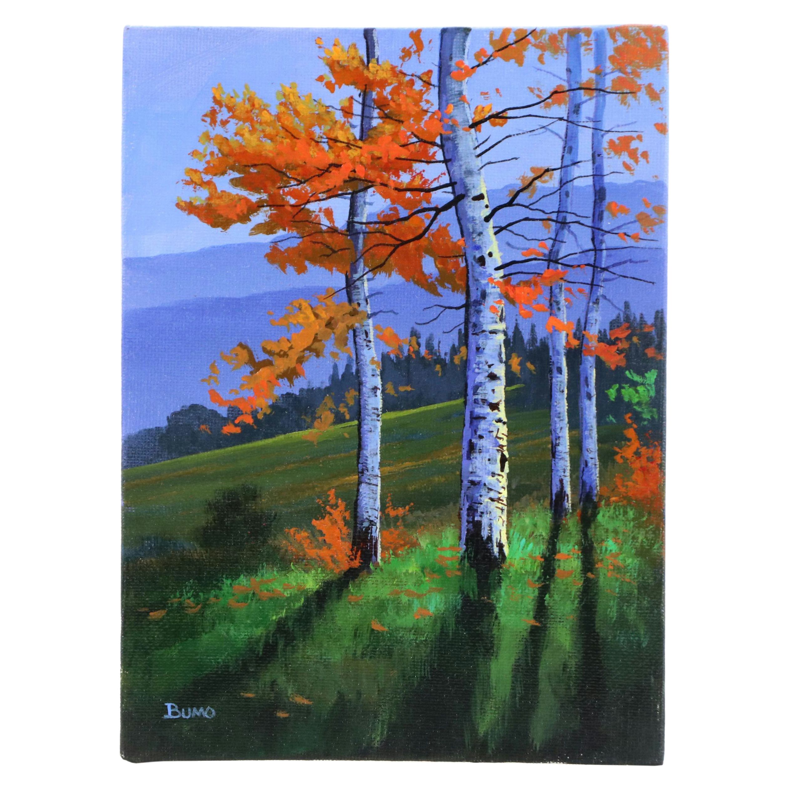 Doug "Bumo" Johnpeer Forest Landscape Oil Painting "Fall Birch,"2025