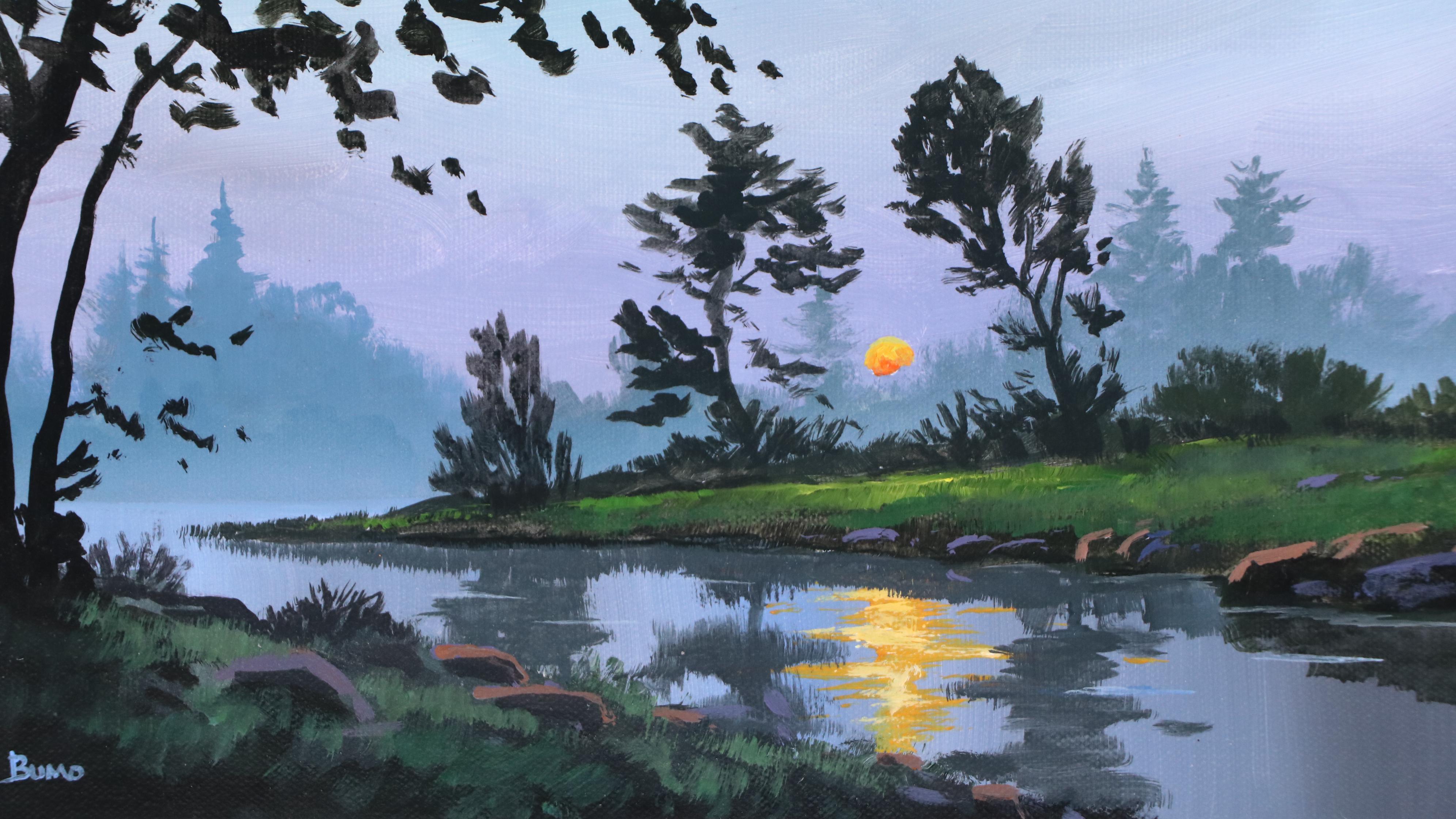 Doug "Bumo" Johnpeer Sunrise Landscape Oil Painting "Morning Has Broken," 2025