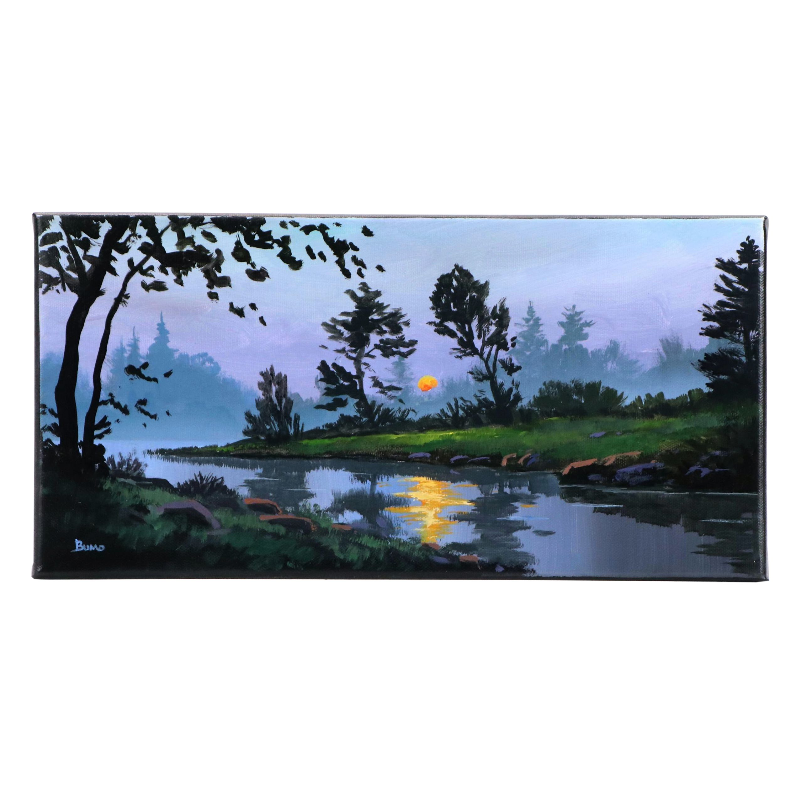 Doug "Bumo" Johnpeer Sunrise Landscape Oil Painting "Morning Has Broken," 2025