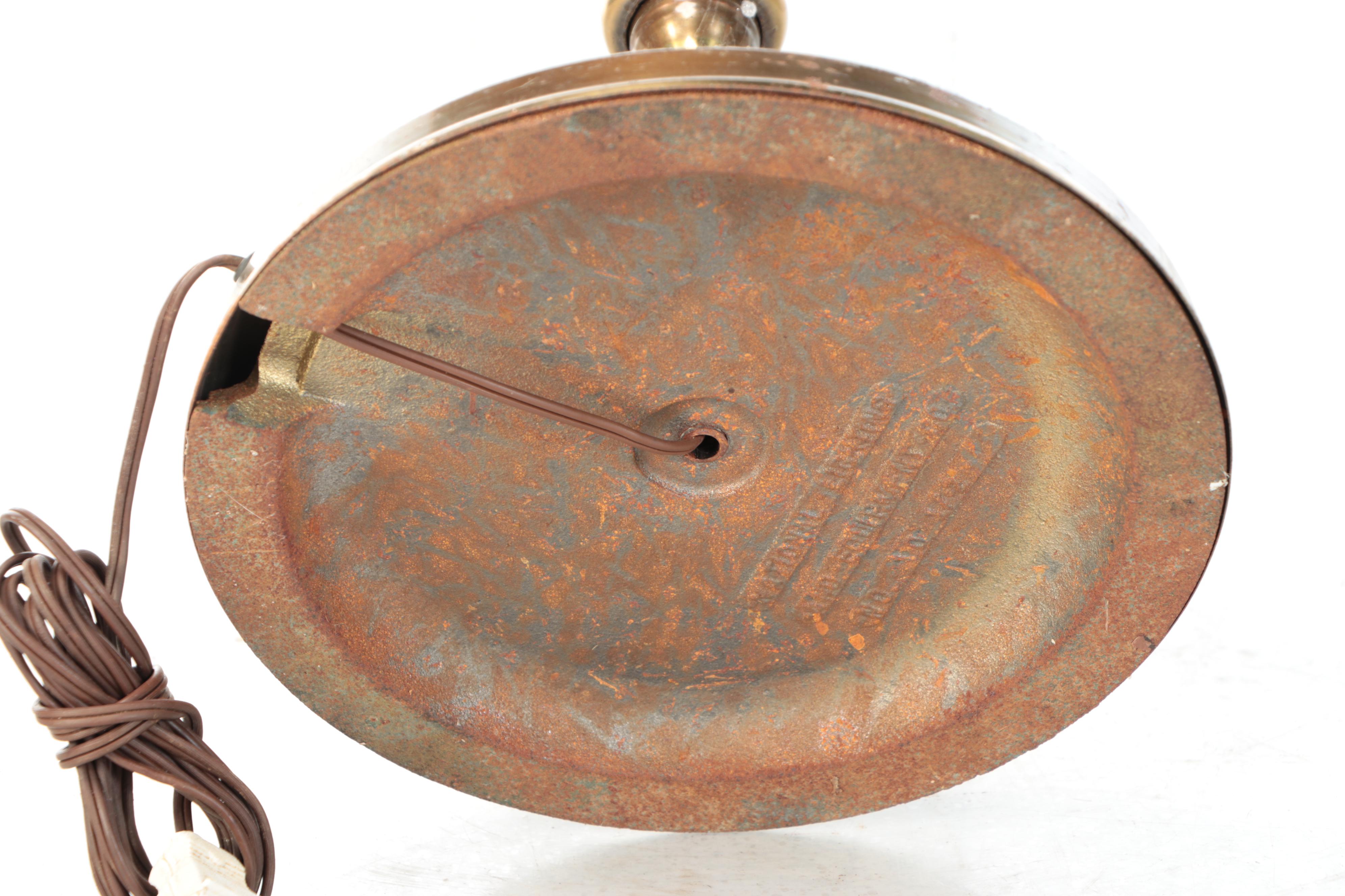 Brass Floor Lamp with Art Nouveau Style Finial and Drum Shade