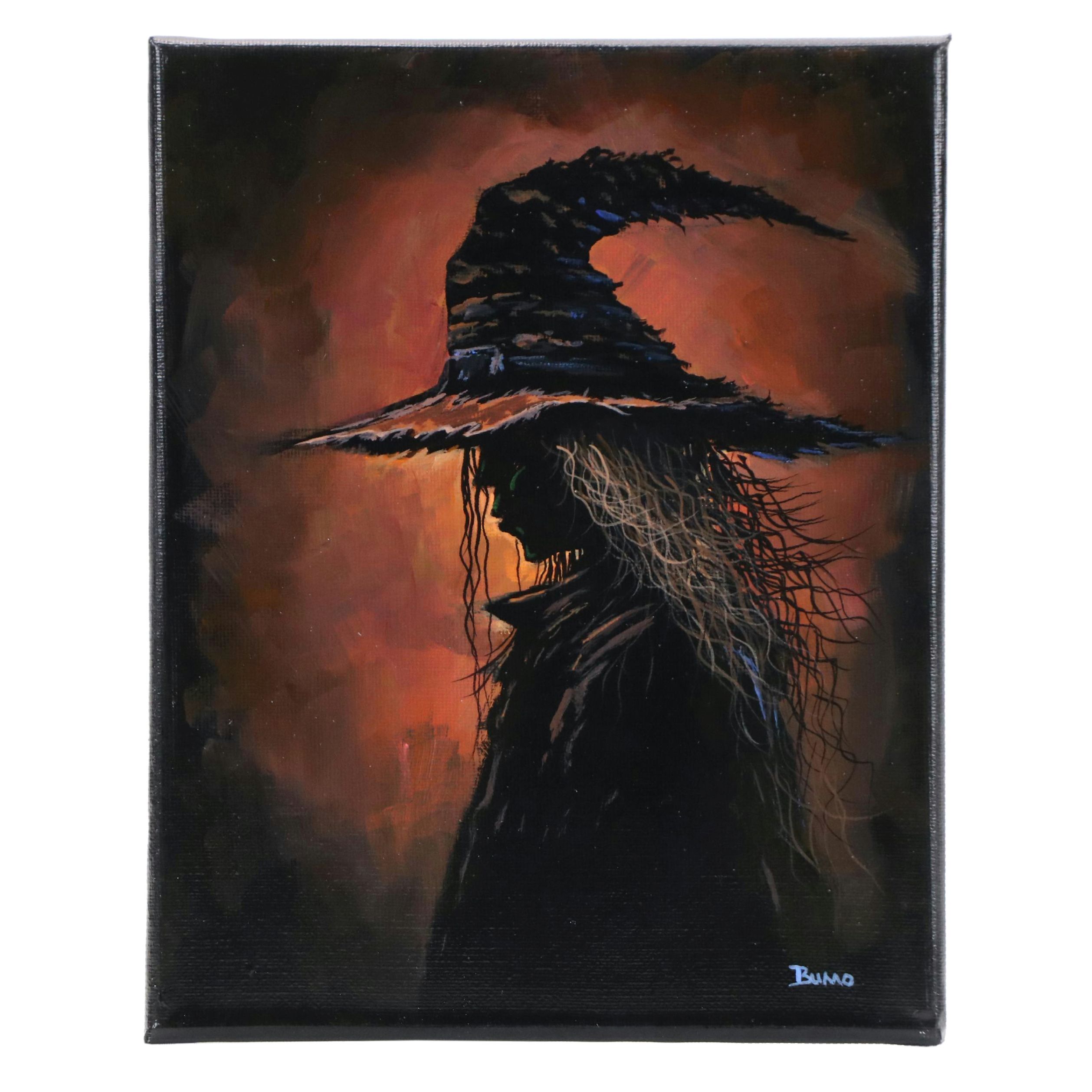 Doug "Bumo" Johnpeer Oil Painting of Witch, 2025