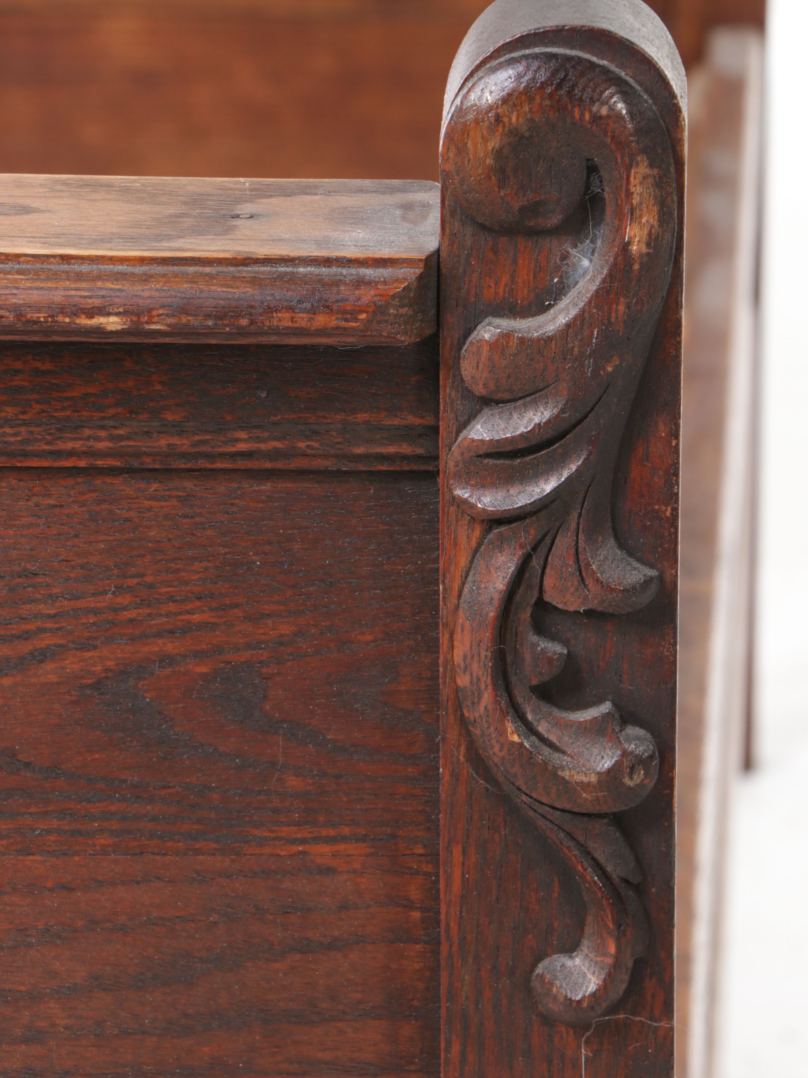 Victorian Carved Oak Full Size Bed Frame, Late 19th/Early 20th Century