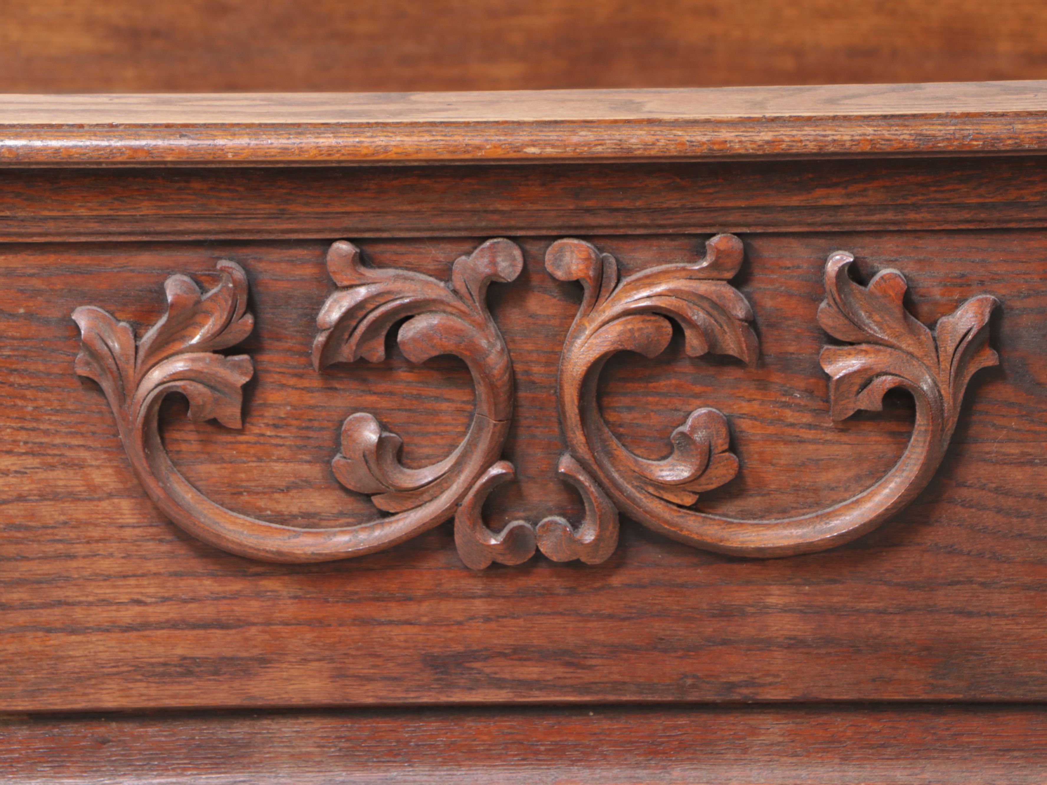 Victorian Carved Oak Full Size Bed Frame, Late 19th/Early 20th Century