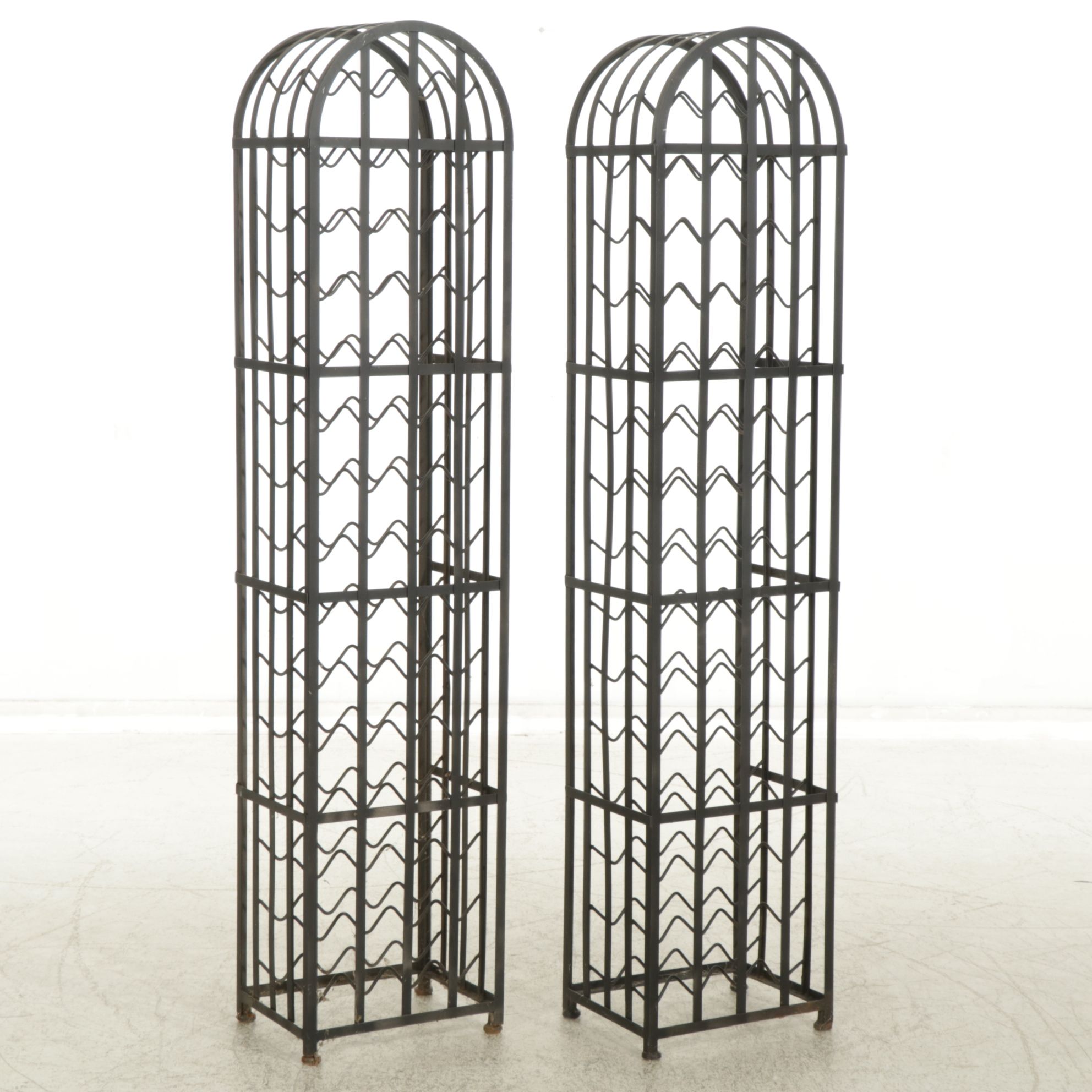 Pair of Wrought Iron Dome-Top Wine Racks, Late 20th Century