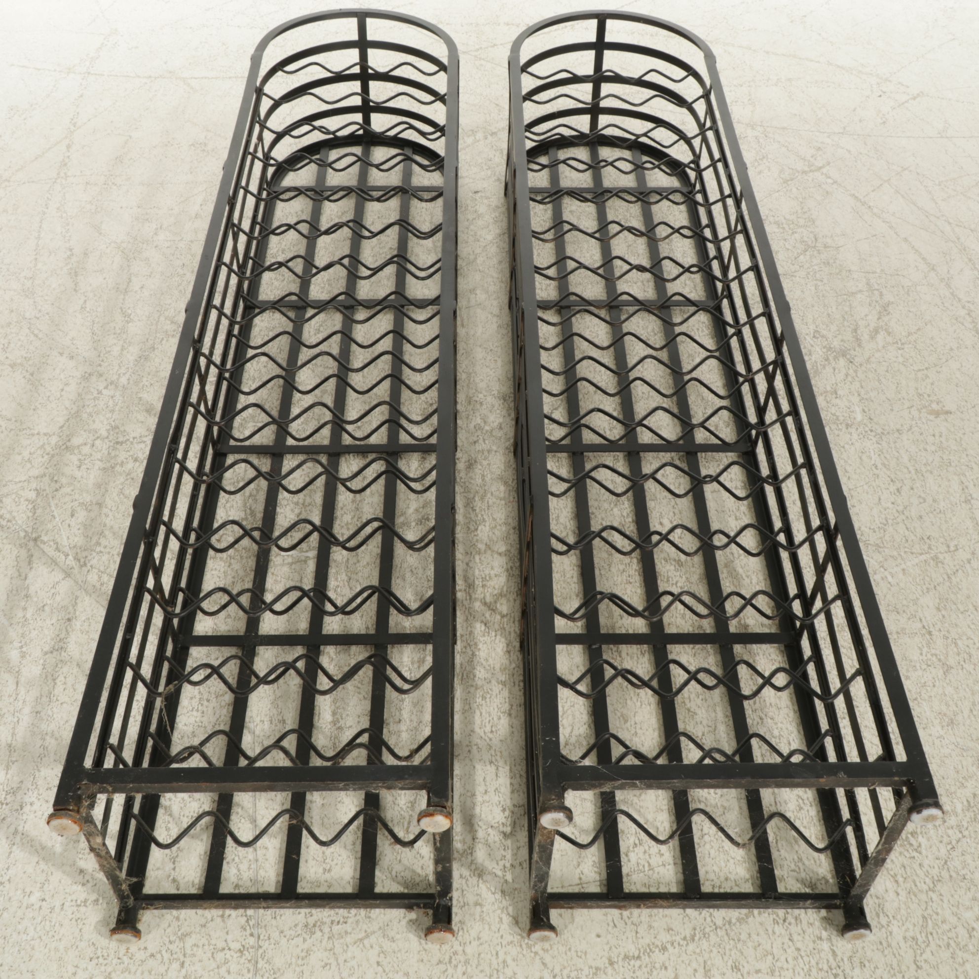 Pair of Wrought Iron Dome-Top Wine Racks, Late 20th Century