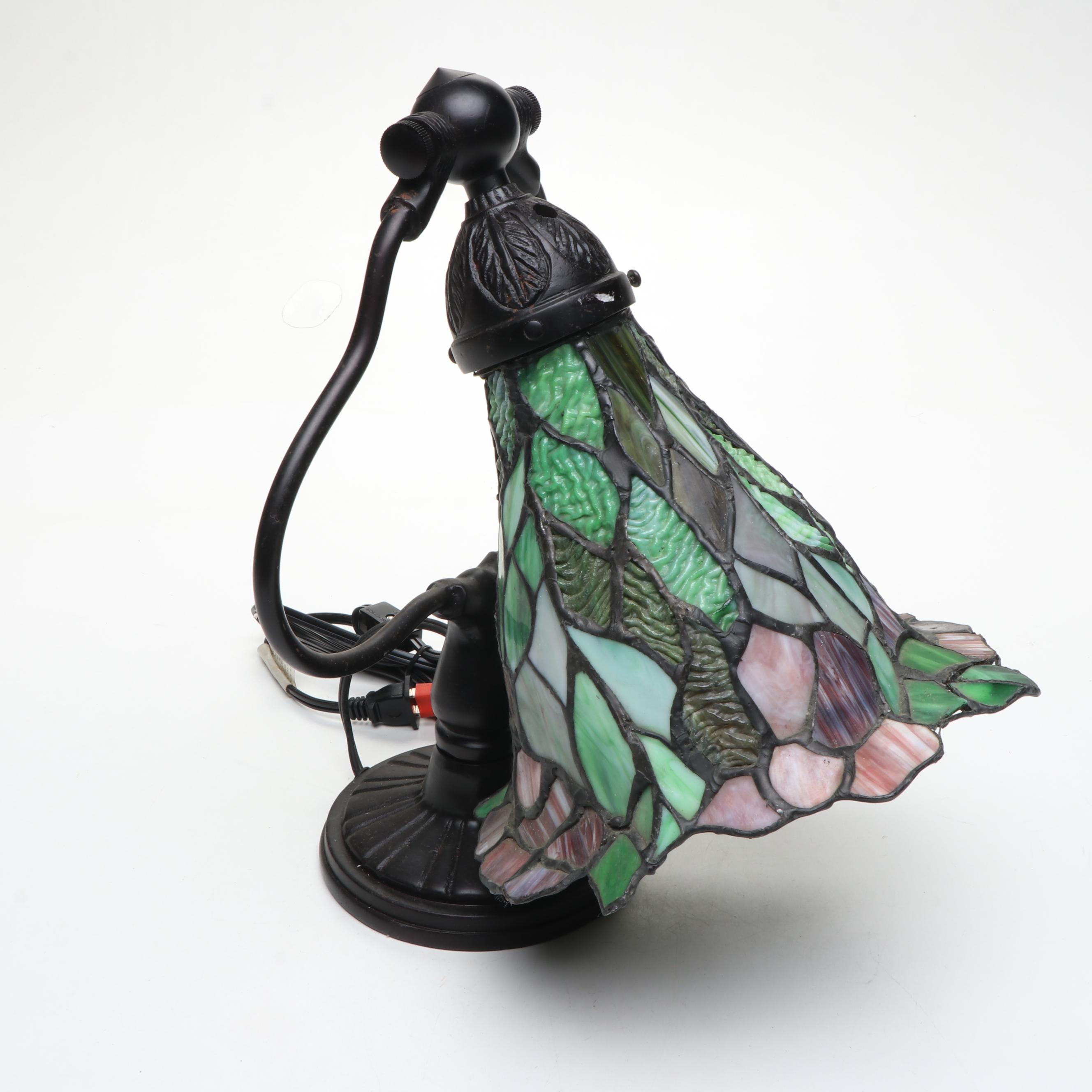 Lily Form Slag Glass Shade Accent Lamp