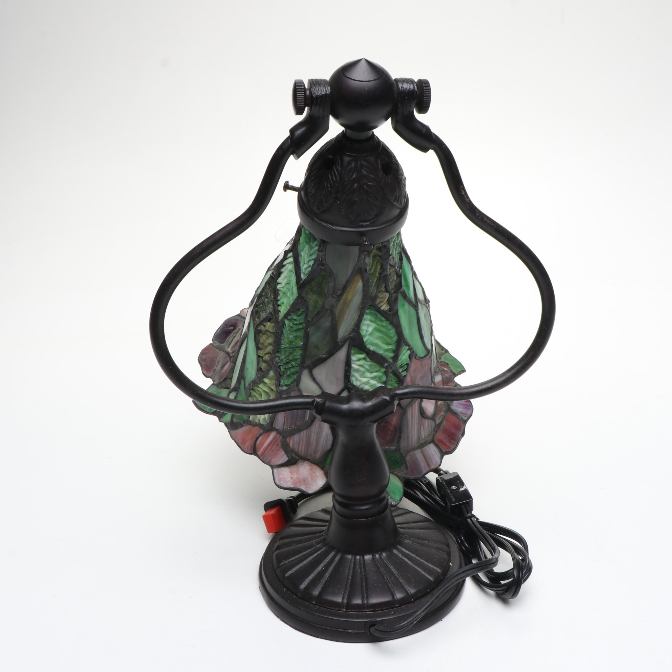 Lily Form Slag Glass Shade Accent Lamp