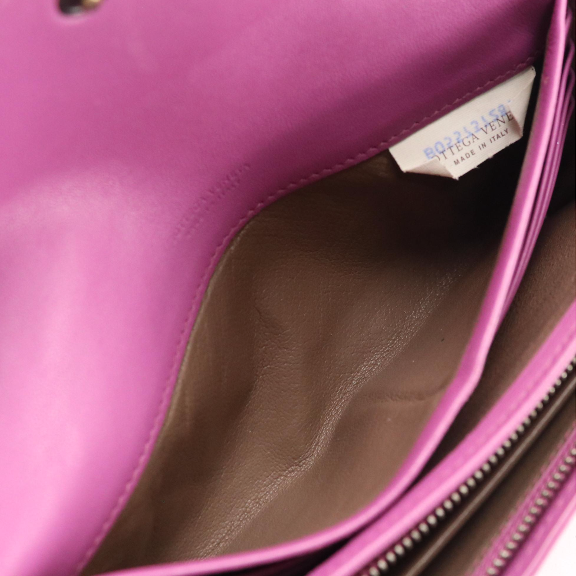 Bottega Veneta Front-Flap Long Wallet in Orchid Intrecciato Leather, With Box