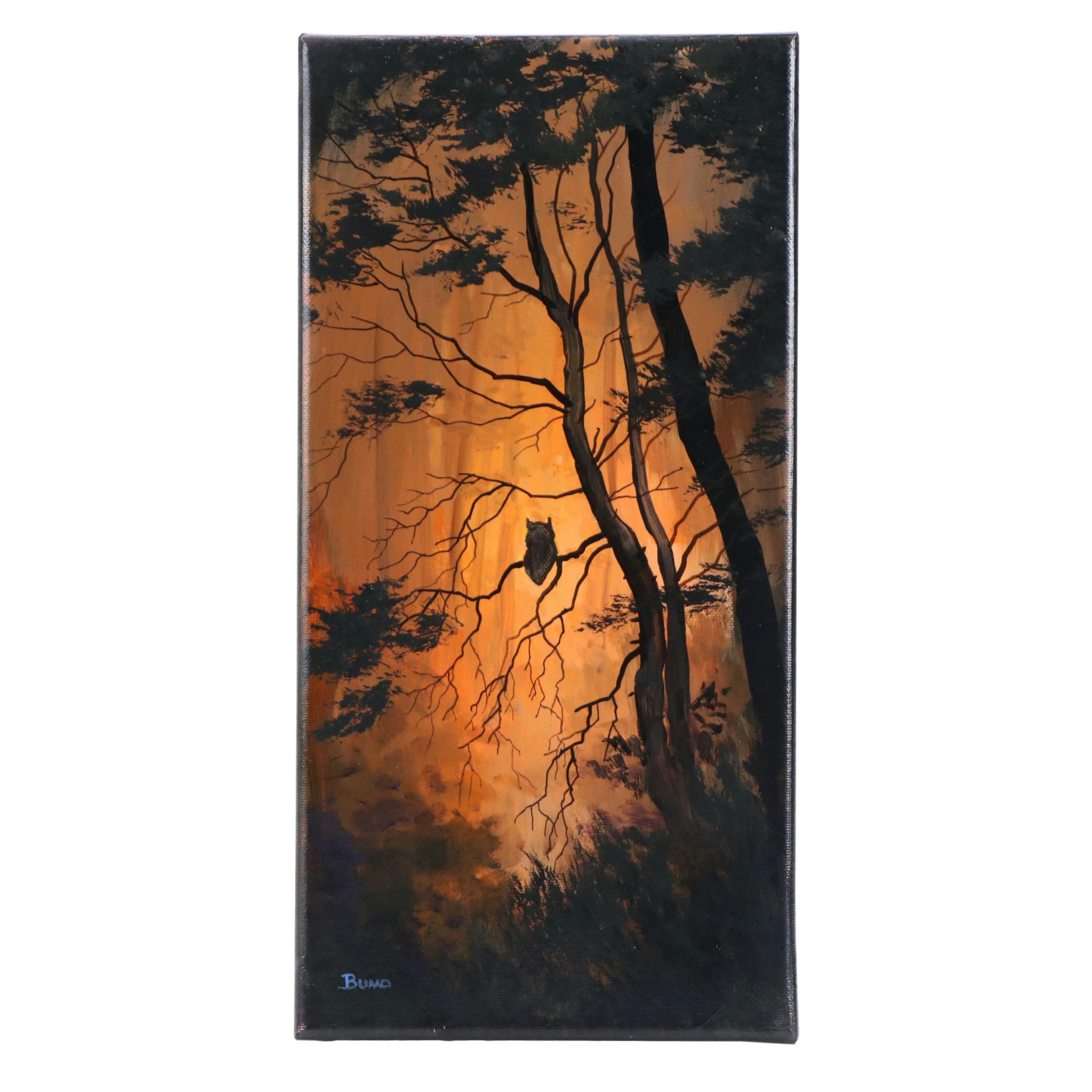 Doug "Bumo" Johnpeer Forest Landscape Oil Painting "Tree Line," 2025