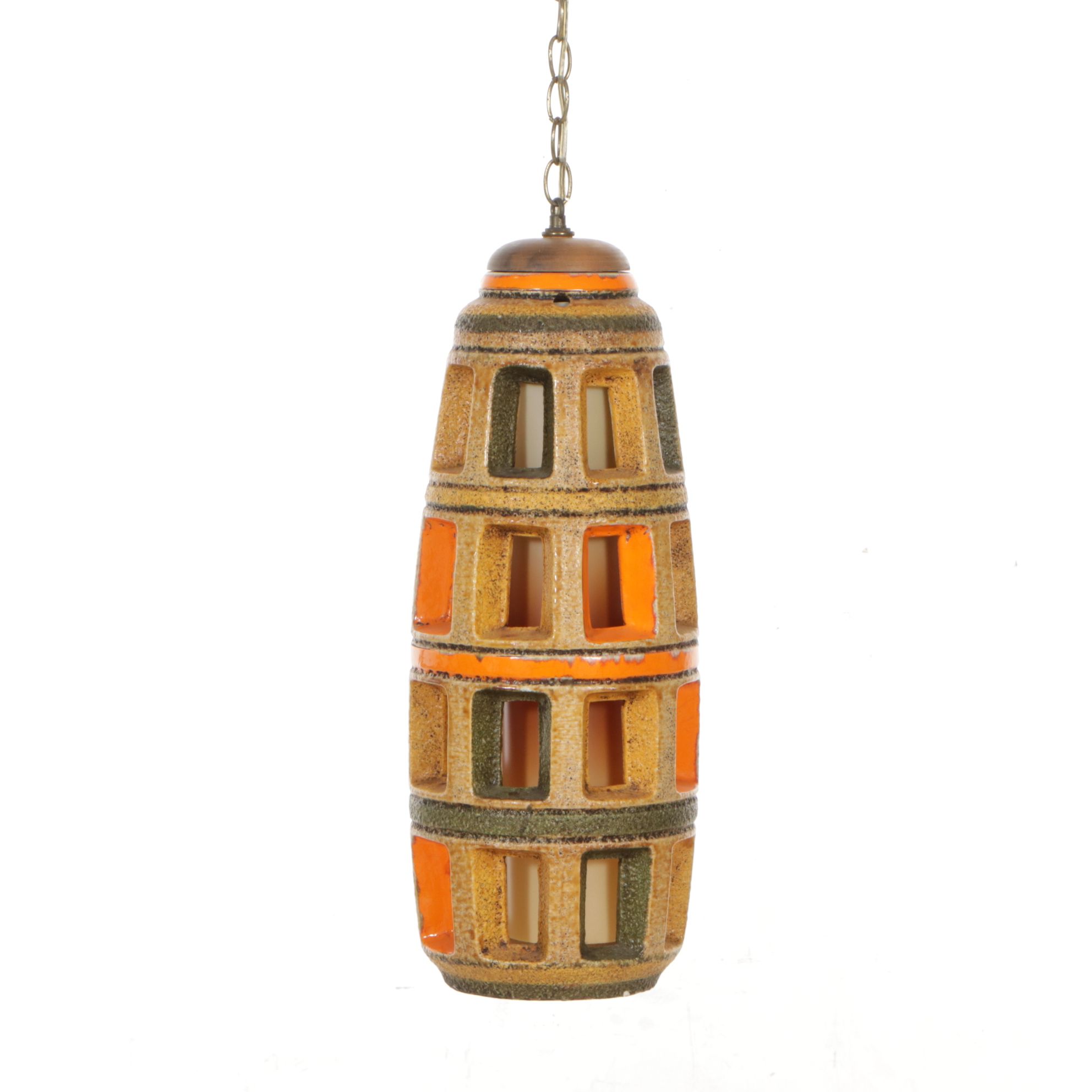 MCM Tiki Style Ceramic Pendant Light