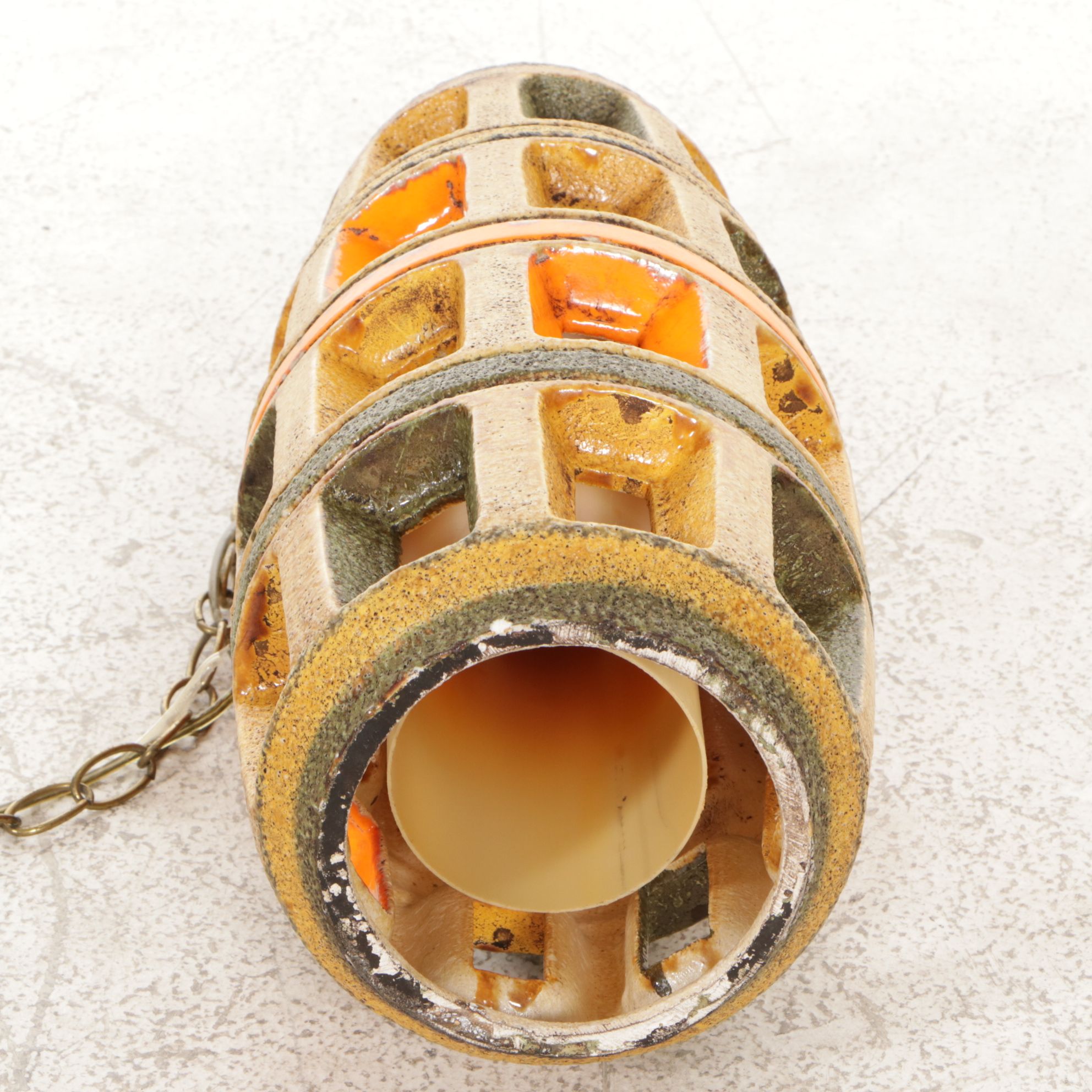 MCM Tiki Style Ceramic Pendant Light