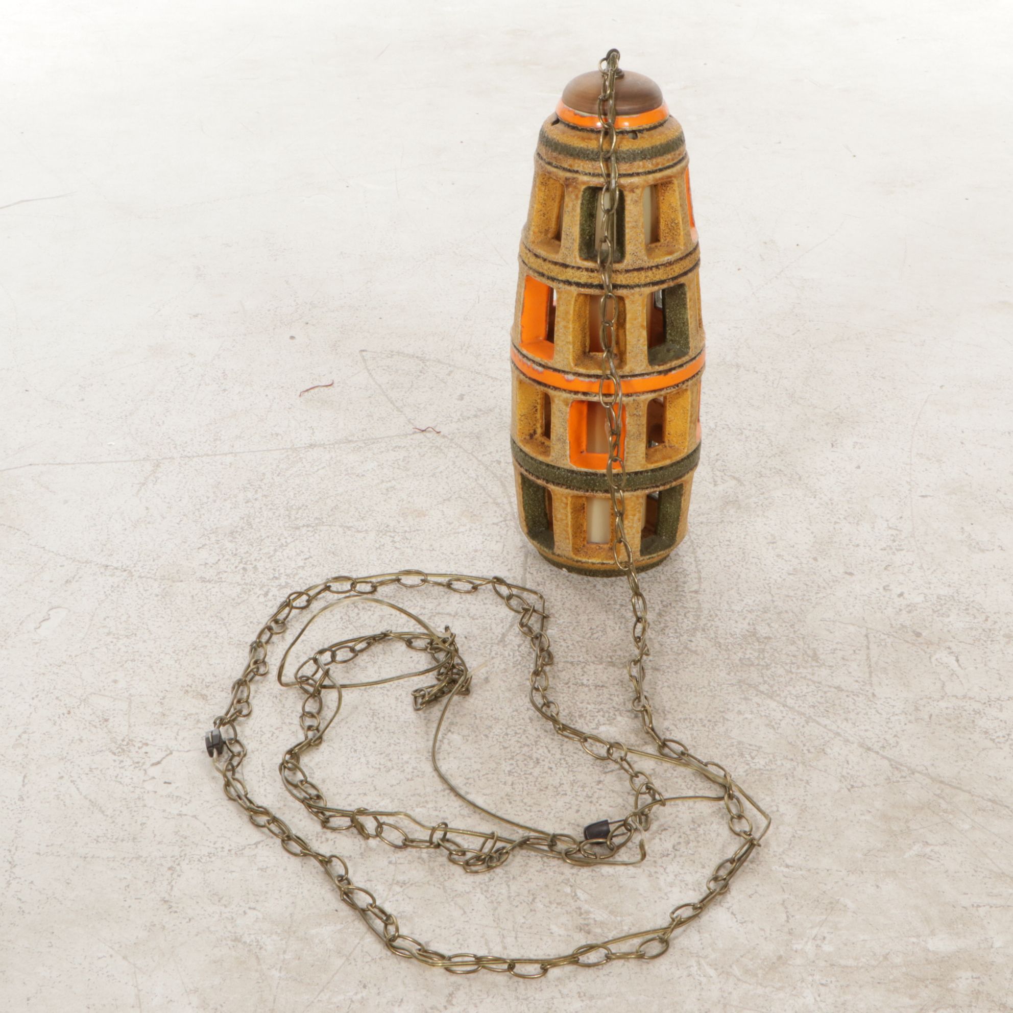 MCM Tiki Style Ceramic Pendant Light