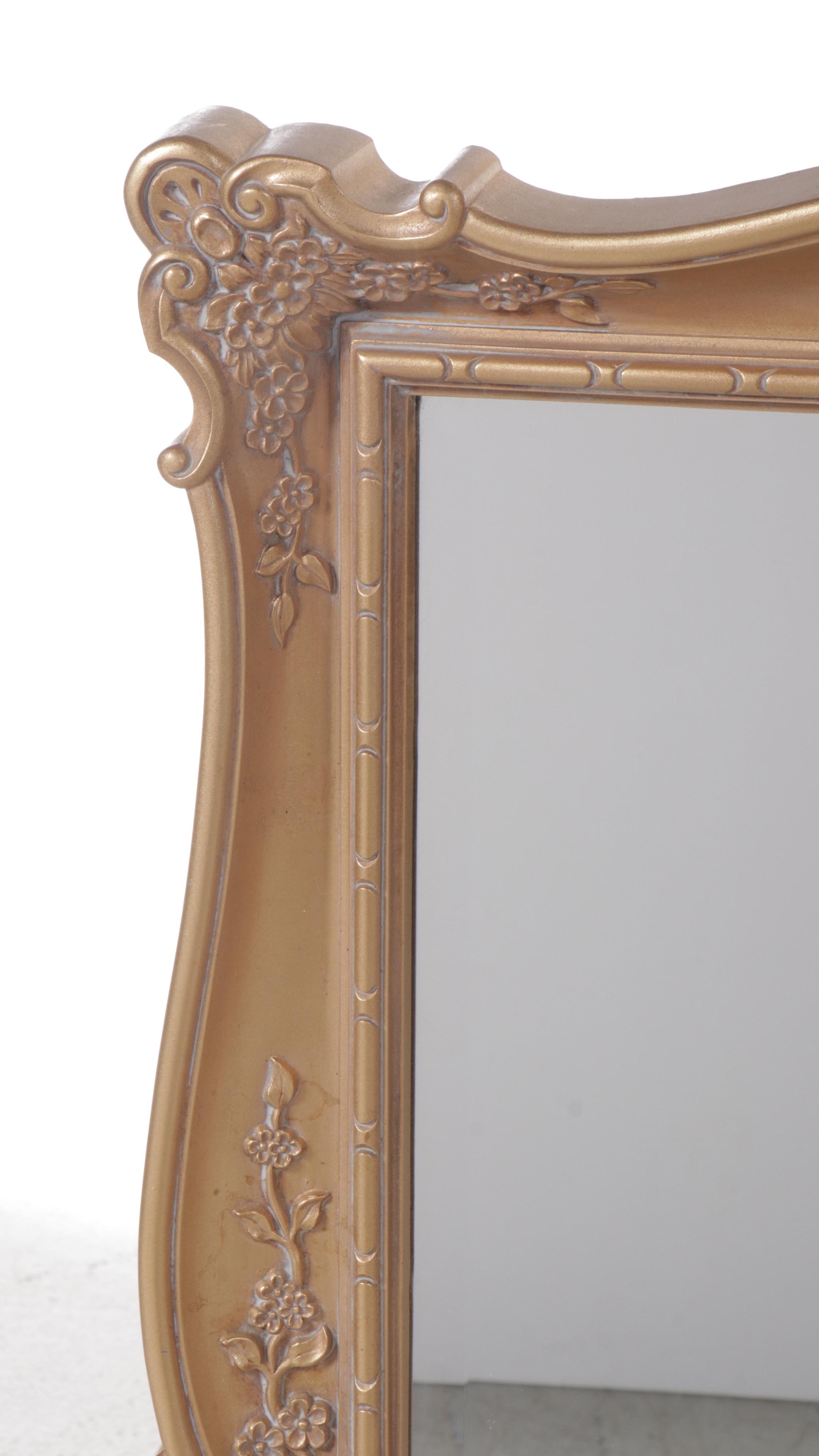 Italian Style Distressed Gold Finished Wall Mirror