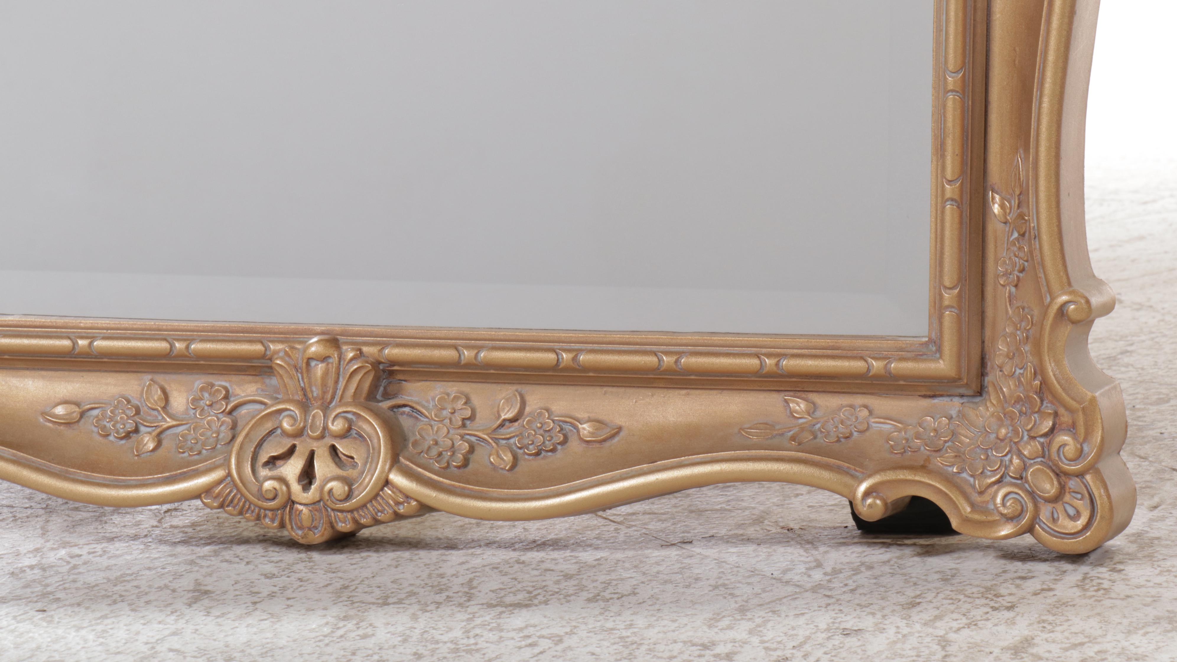 Italian Style Distressed Gold Finished Wall Mirror