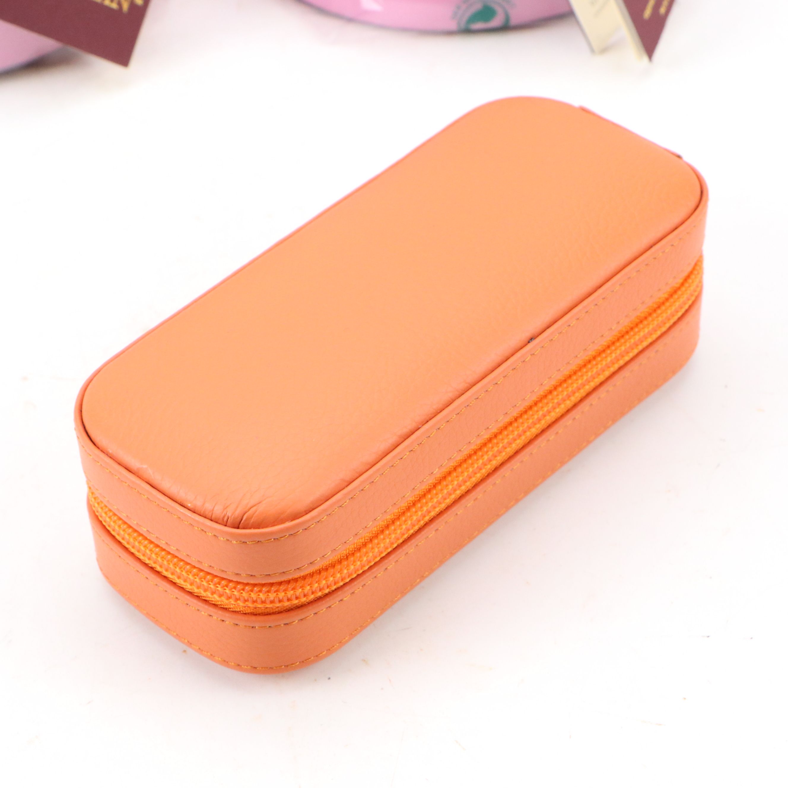 Rowallan Pink and Orange Leather Travel Jewelry Boxes
