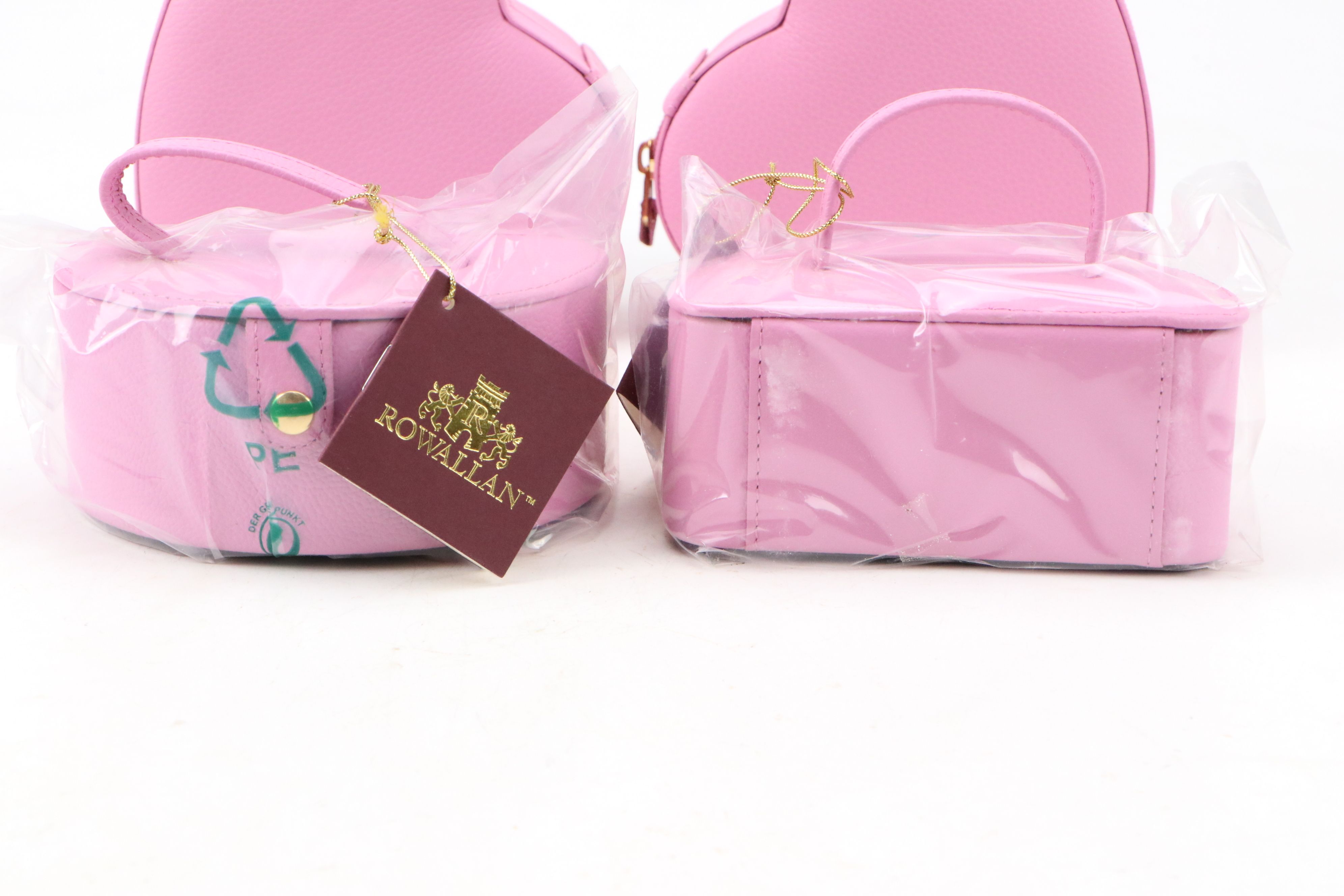 Rowallan Pink and Orange Leather Travel Jewelry Boxes