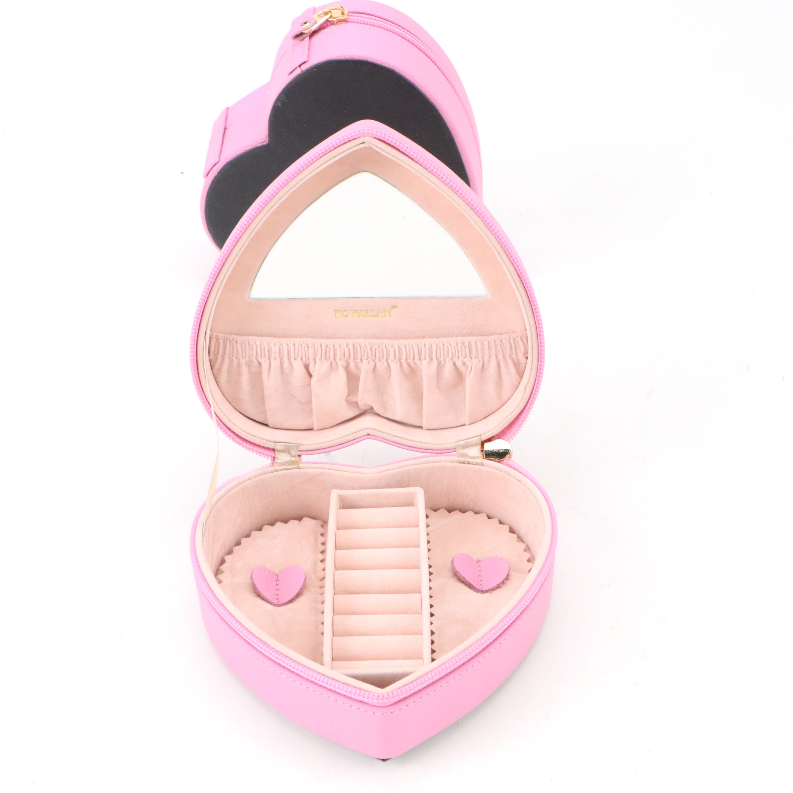 Rowallan Pink and Orange Leather Travel Jewelry Boxes