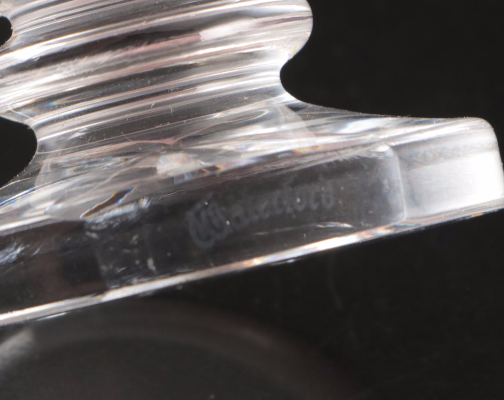 Waterford Crystal Candlesticks and Clock with Other Crystal Table Accessories