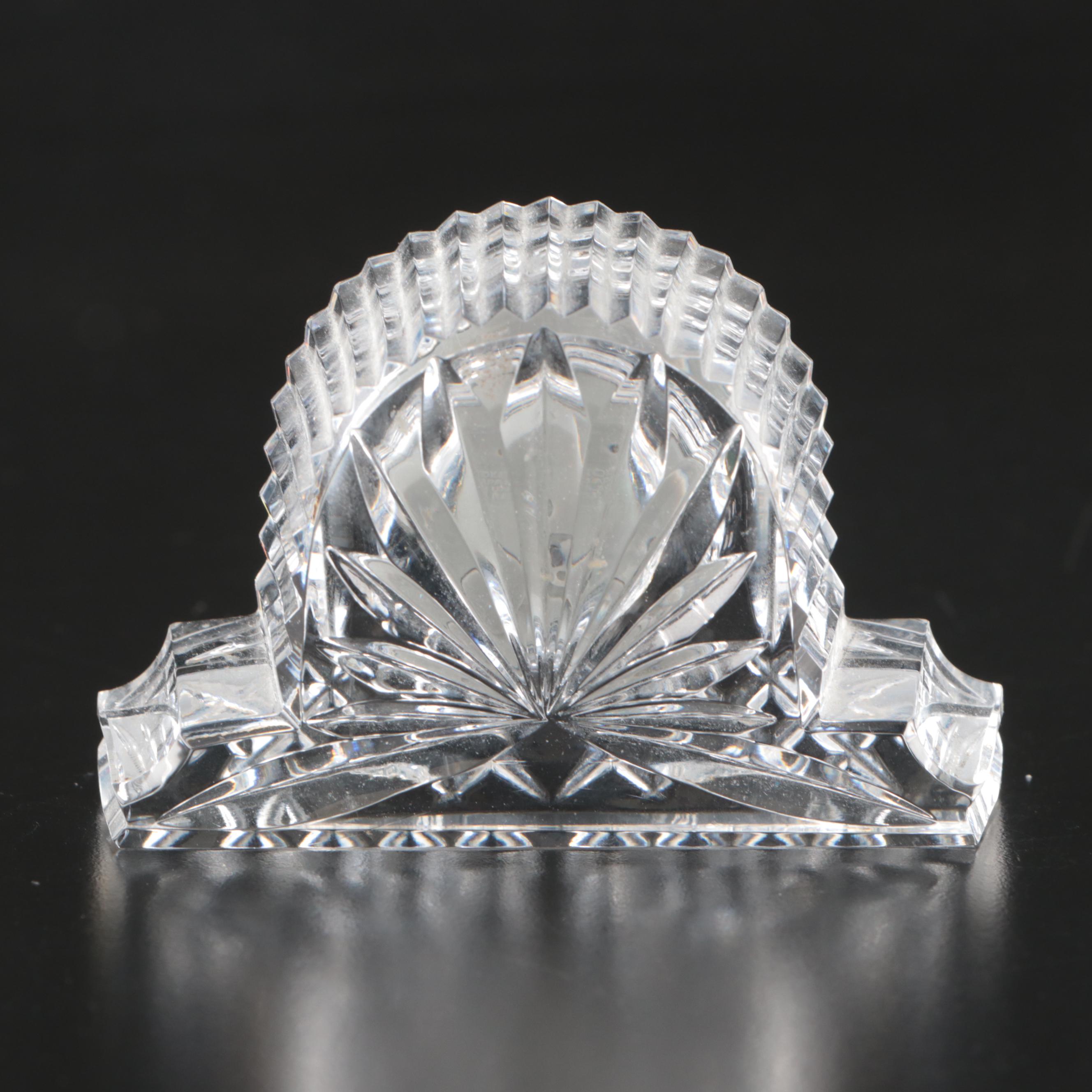 Waterford Crystal Candlesticks and Clock with Other Crystal Table Accessories