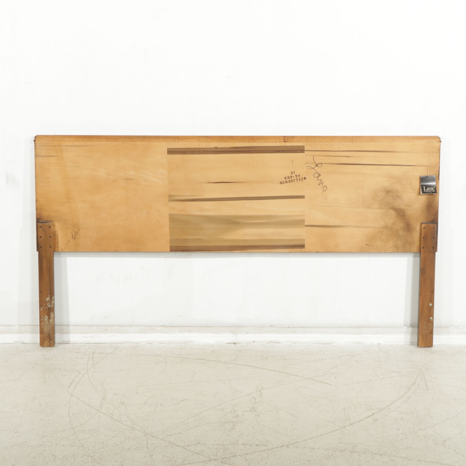 Lane Burl Walnut Campaign Style King Size Headboard