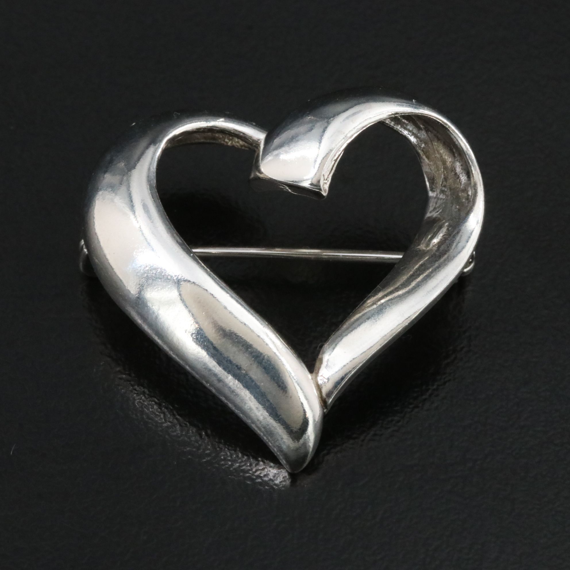 Sterling Open Heart Brooch