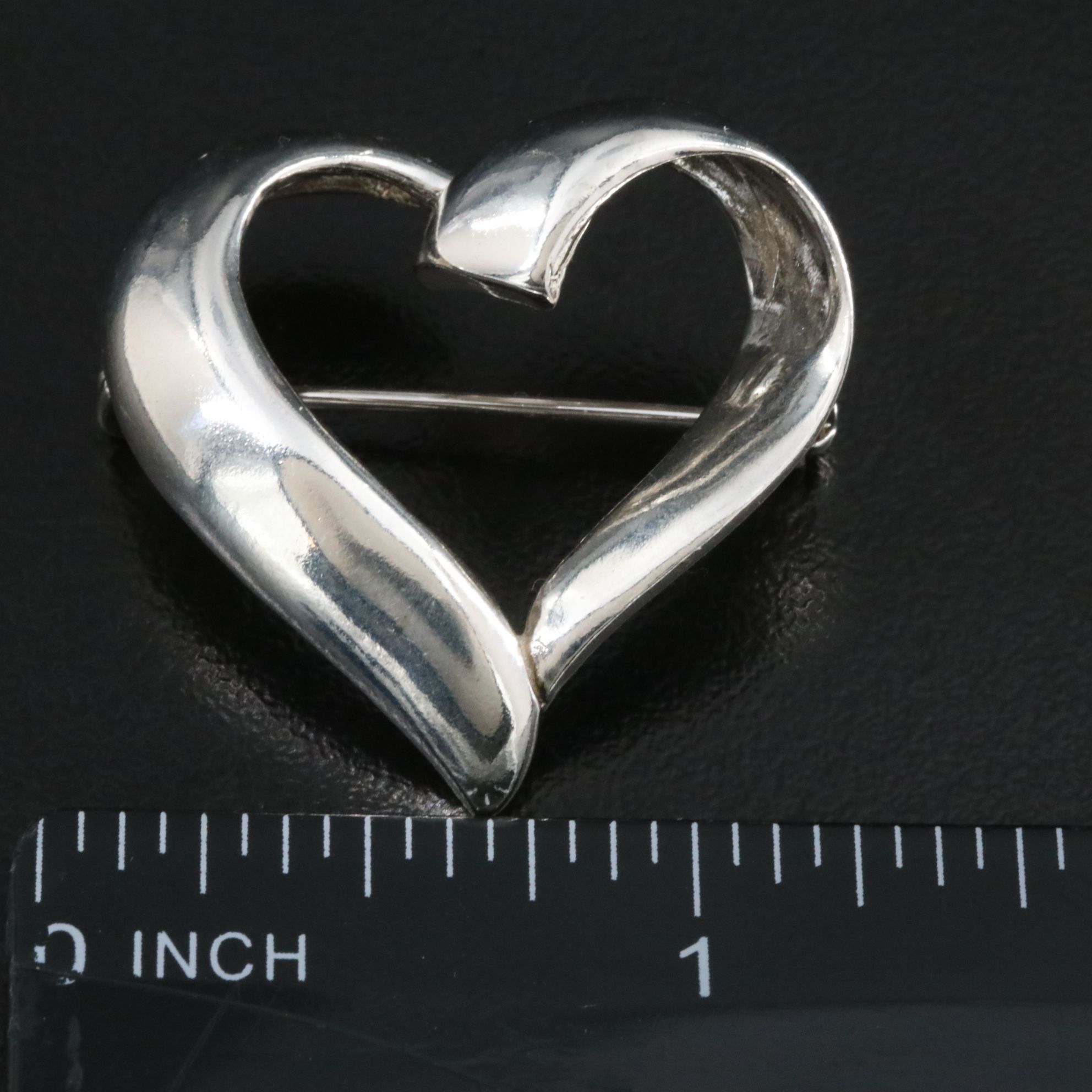 Sterling Open Heart Brooch