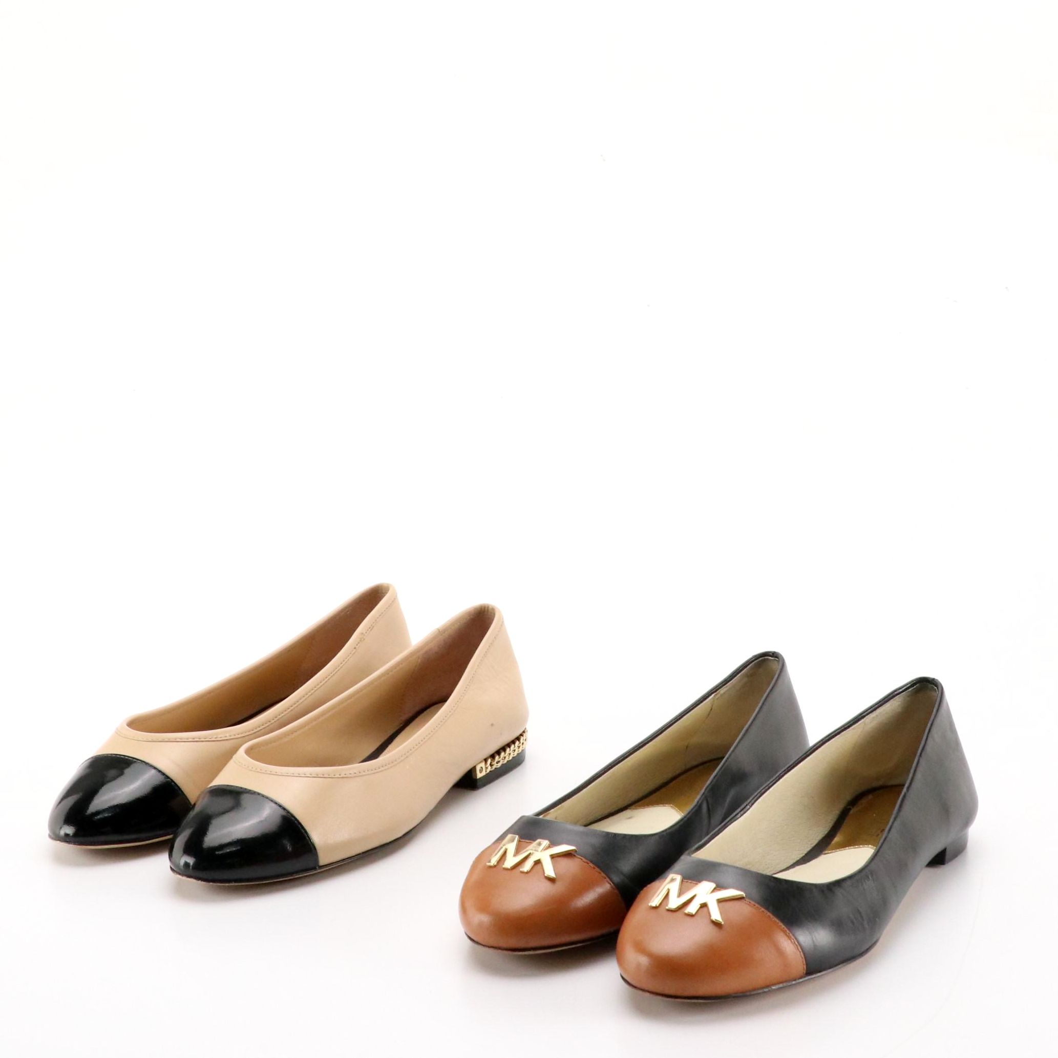 Michael Michael Kors Hayley and Sabrina Cap-Toe Flats in Leather