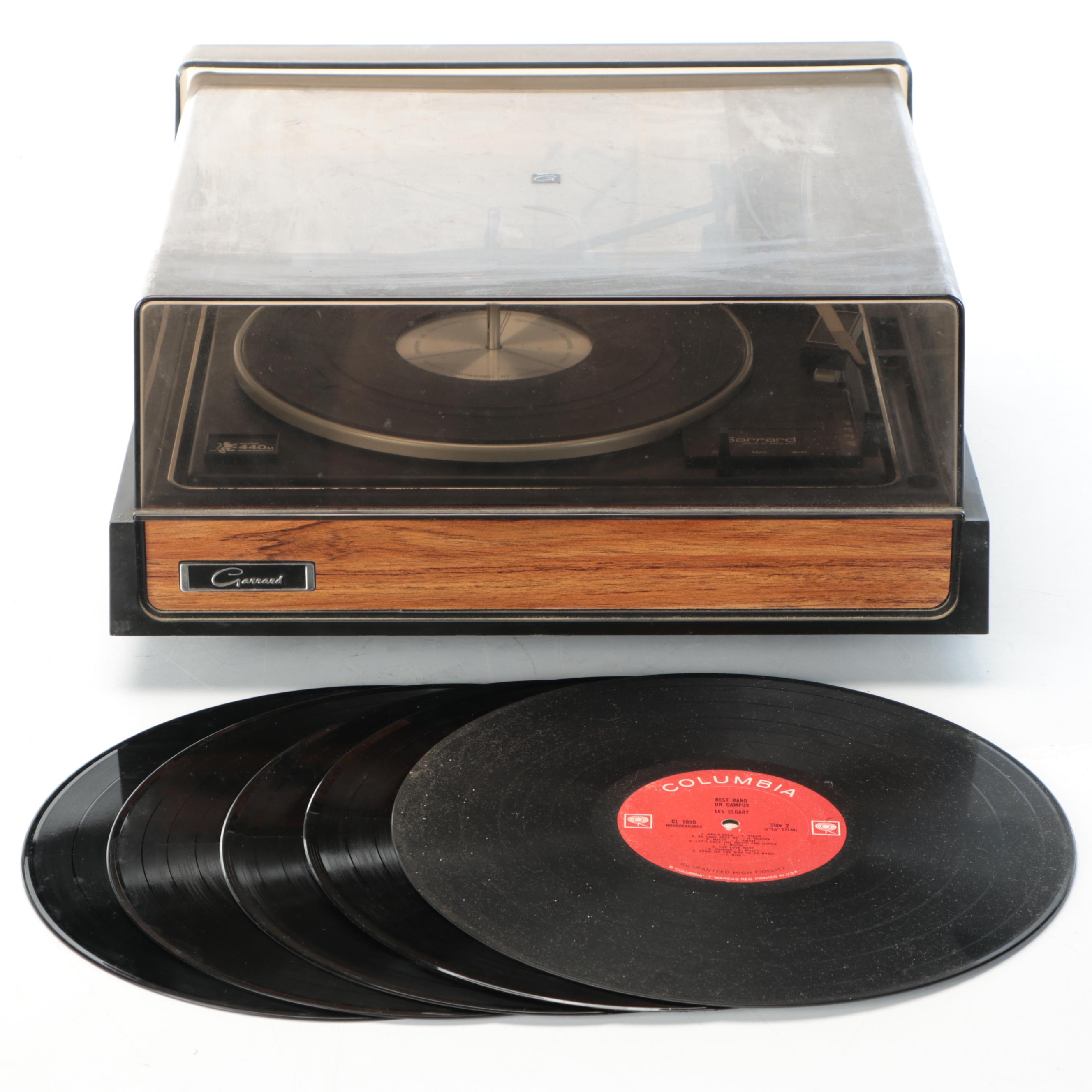 Vintage Garrard 440M Turntable Record Player with Vinyl Records