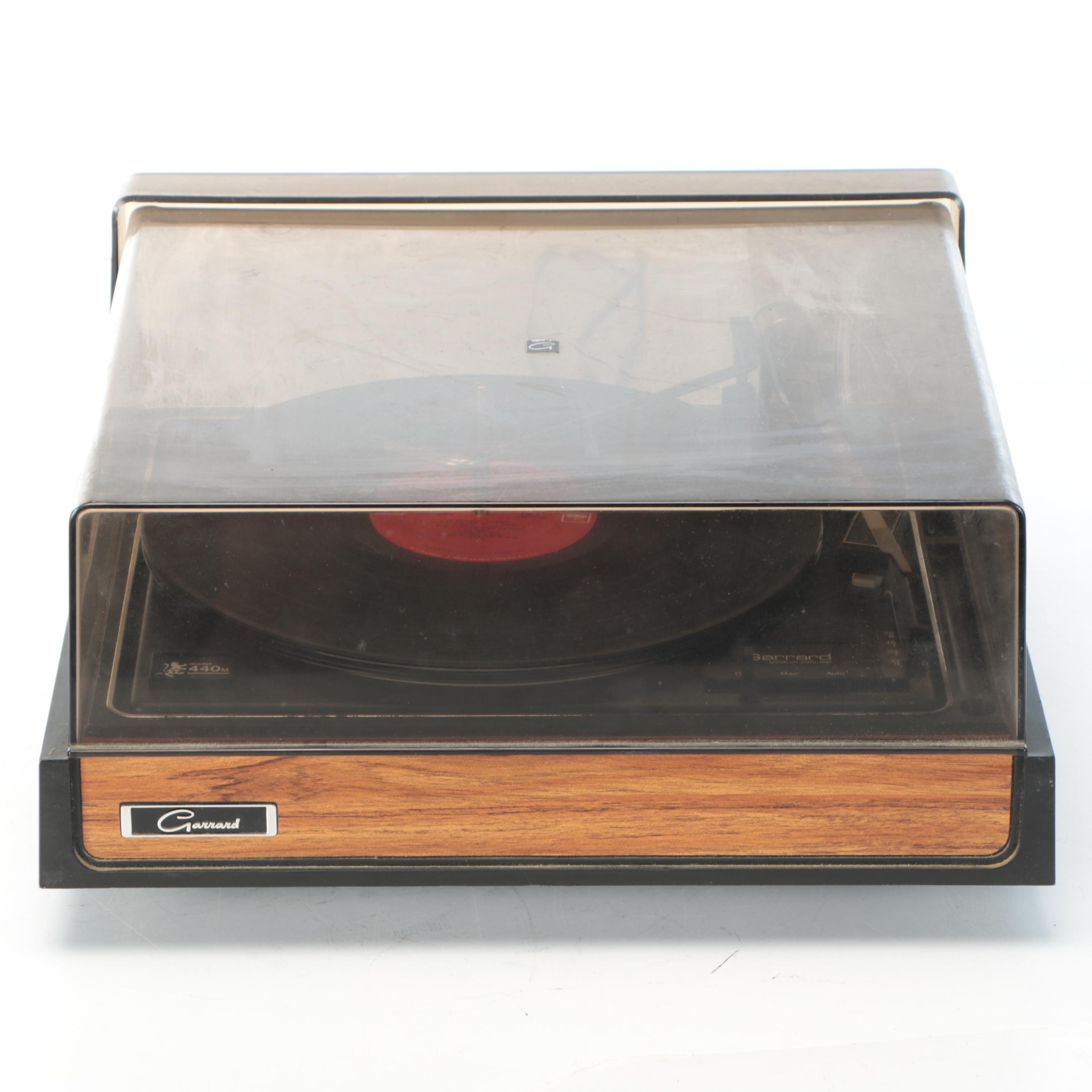 Vintage Garrard 440M Turntable Record Player with Vinyl Records