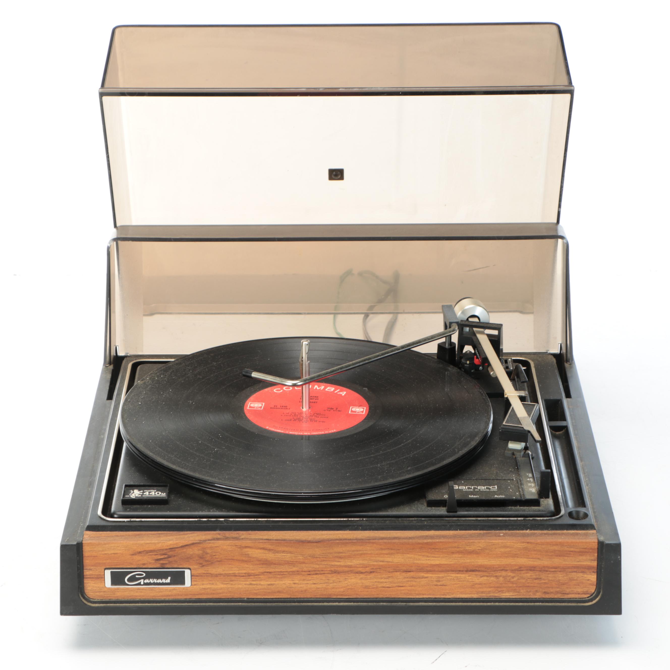 Vintage Garrard 440M Turntable Record Player with Vinyl Records