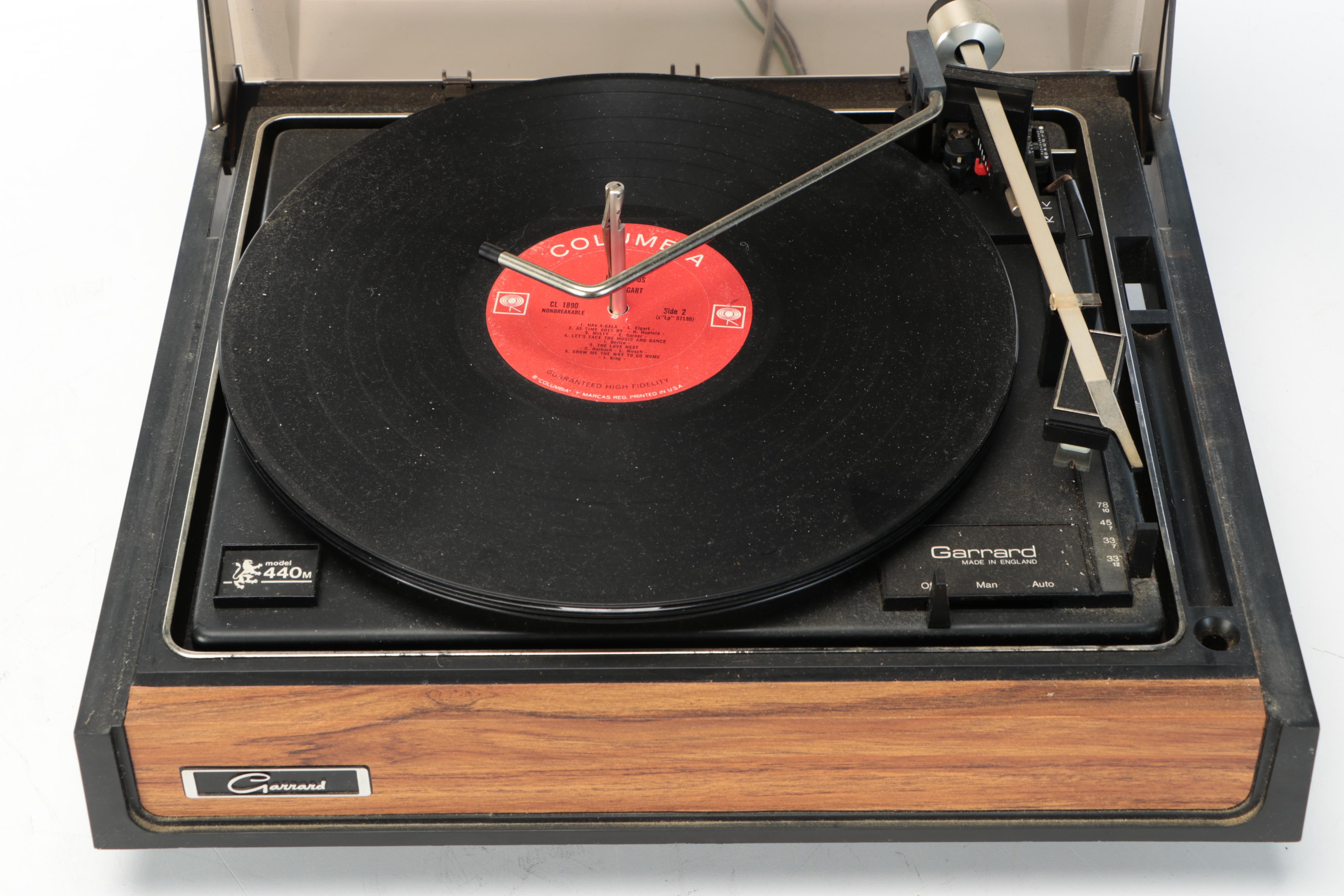 Vintage Garrard 440M Turntable Record Player with Vinyl Records