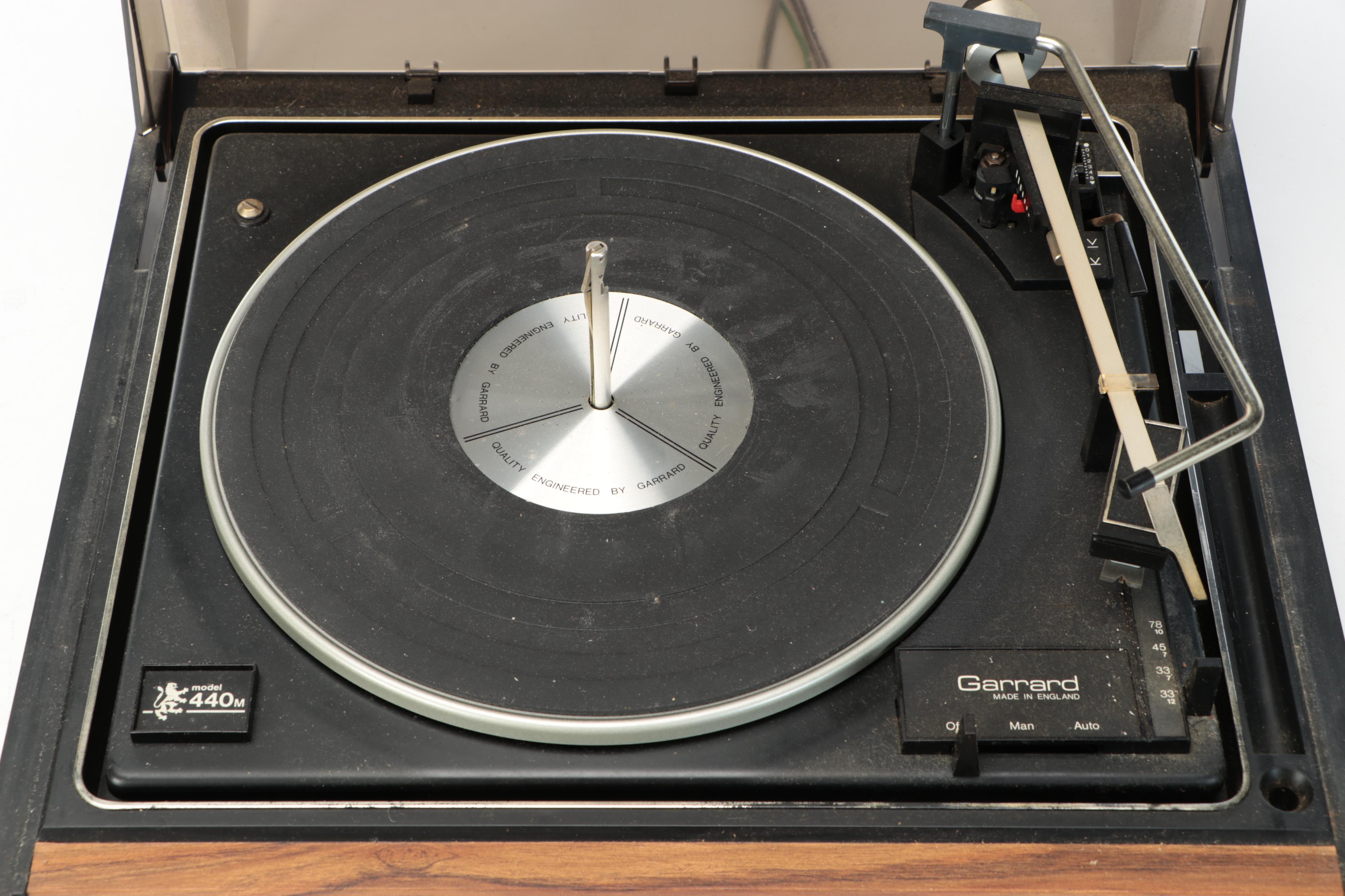 Vintage Garrard 440M Turntable Record Player with Vinyl Records