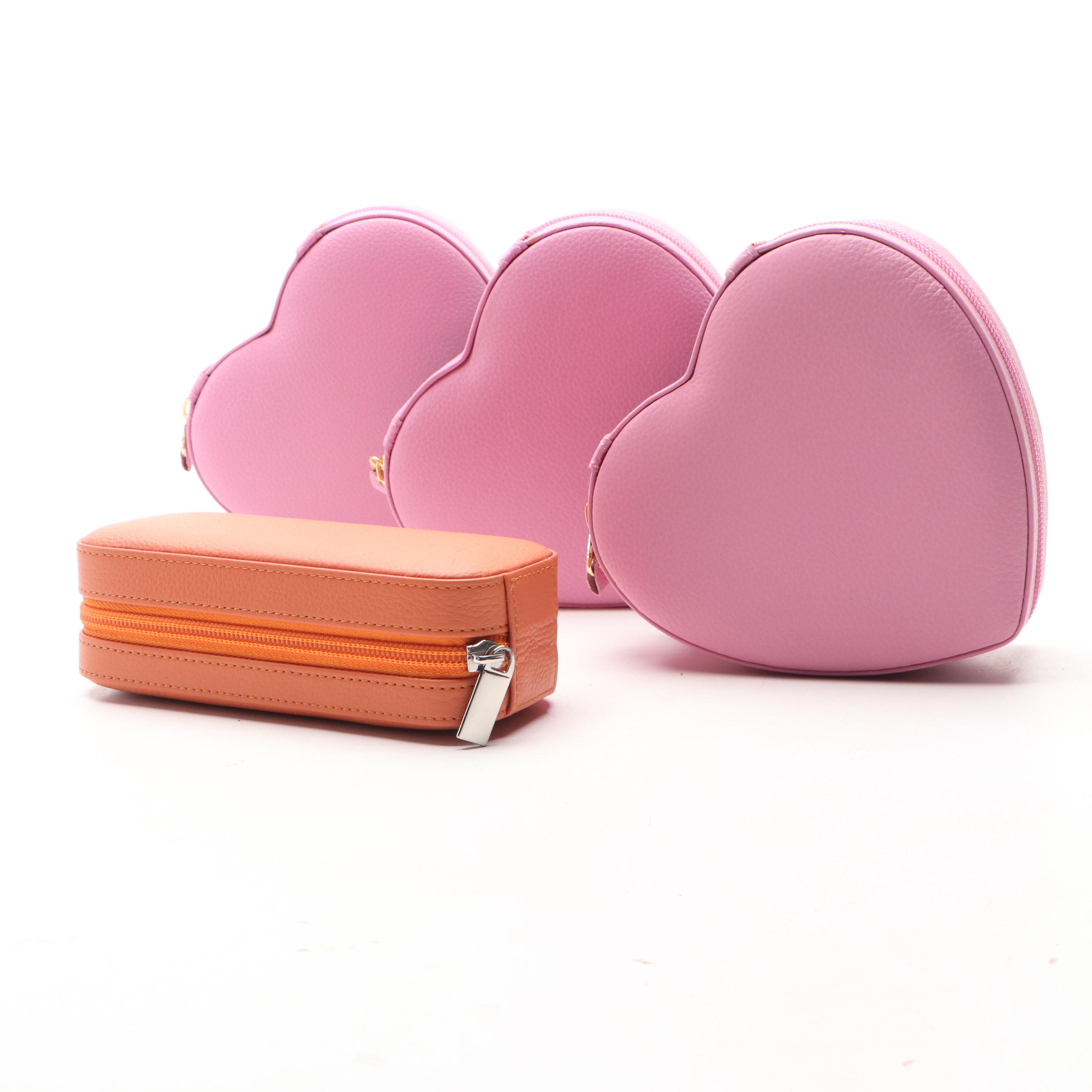 Rowallan Pink and Orange Leather Jewelry Cases