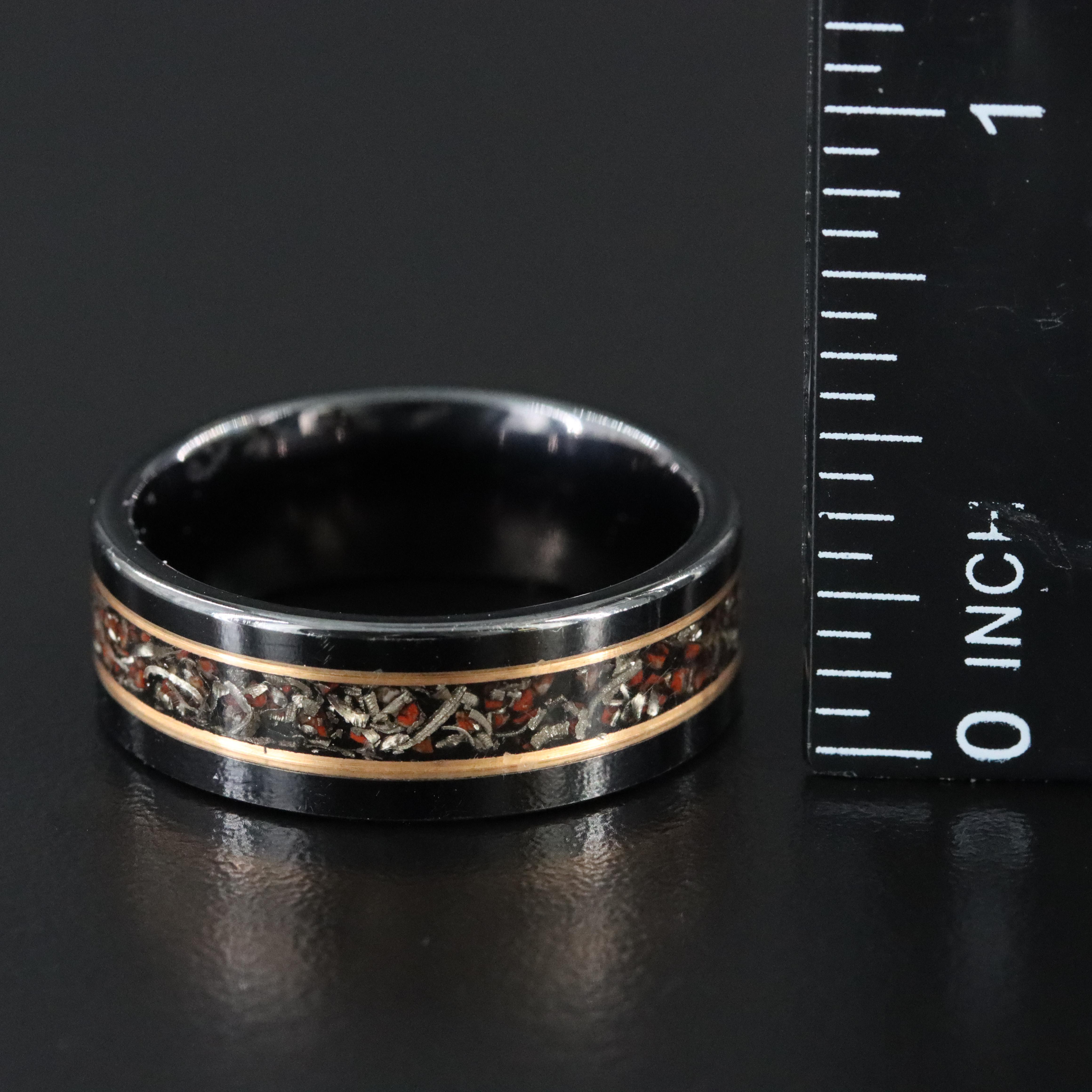 Thorum "The Jurassic" Tungsten, T-Rex Dinosaur Bone, and Meteorite Band with Box