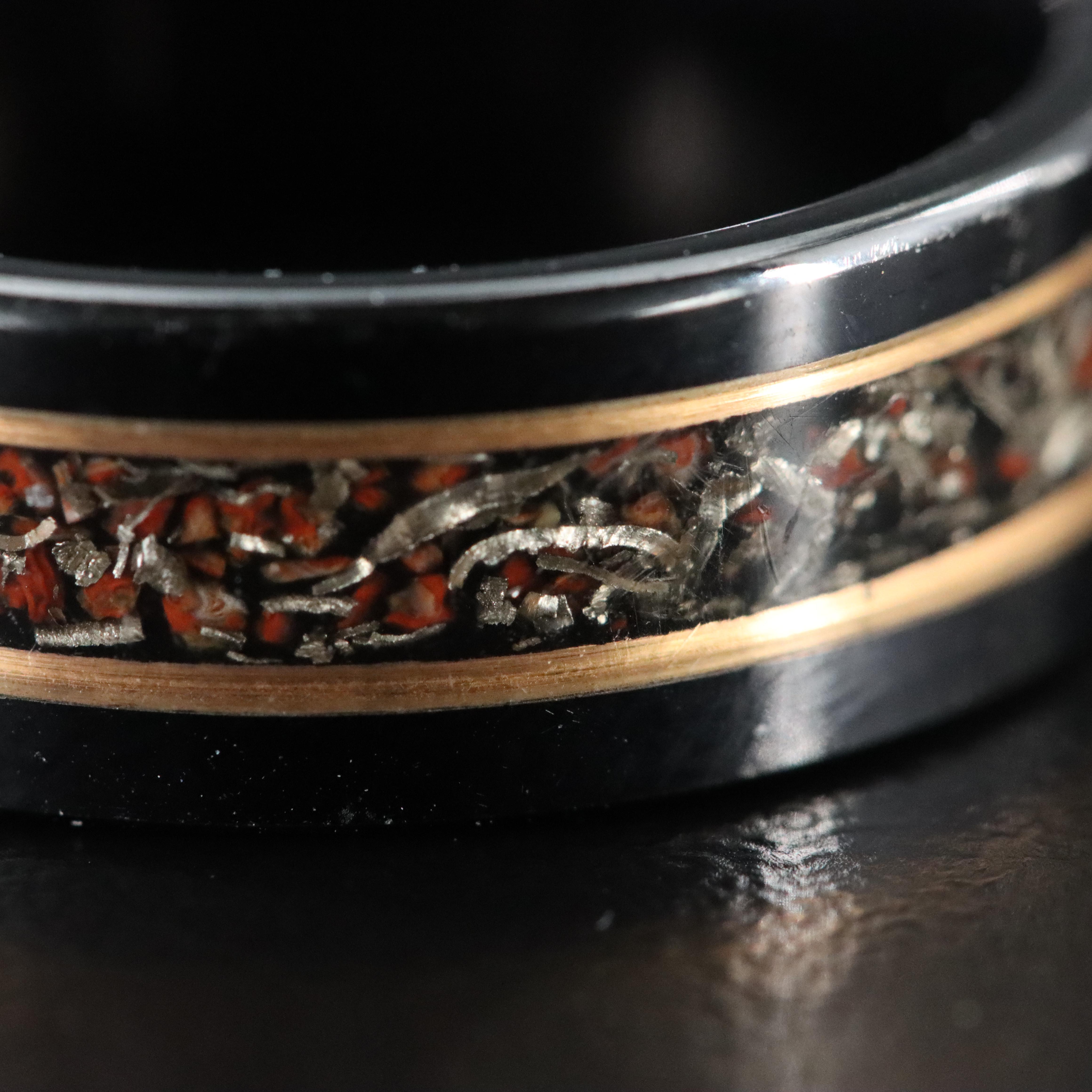 Thorum "The Jurassic" Tungsten, T-Rex Dinosaur Bone, and Meteorite Band with Box