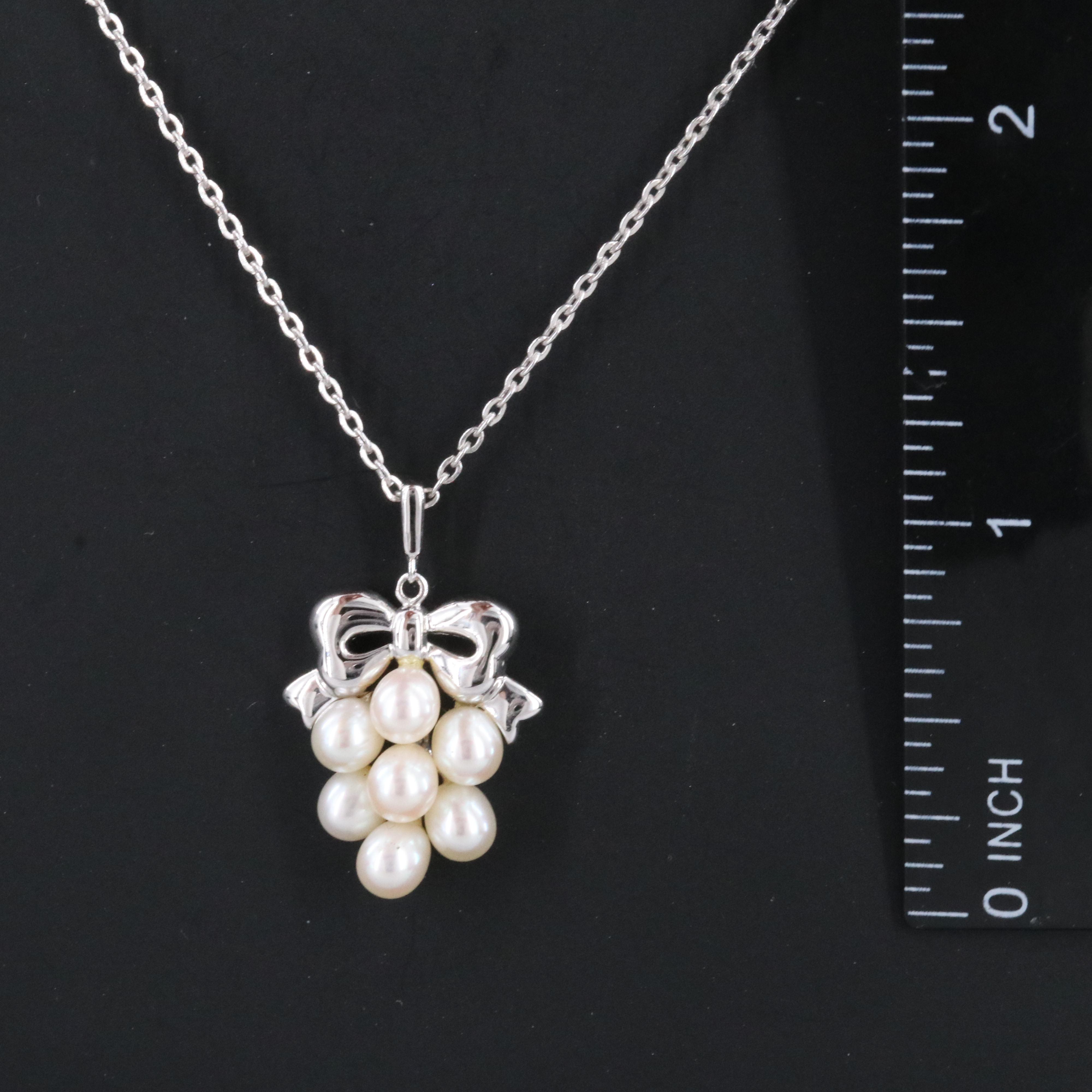 Mikimoto Sterling Pearl Grape Cluster Pendant Necklace